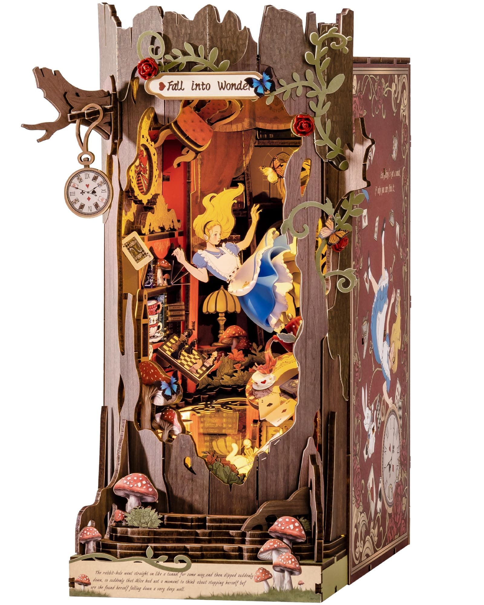 Rolife Book Nook Kit Fall into Wonder DIY Miniatur Haus Modell Kits für Schreibtisch Bücherregal Dekoration, 3D Puzzle mit Gespiegelte Illusion, Weihnachten Geburtstag Geschenke