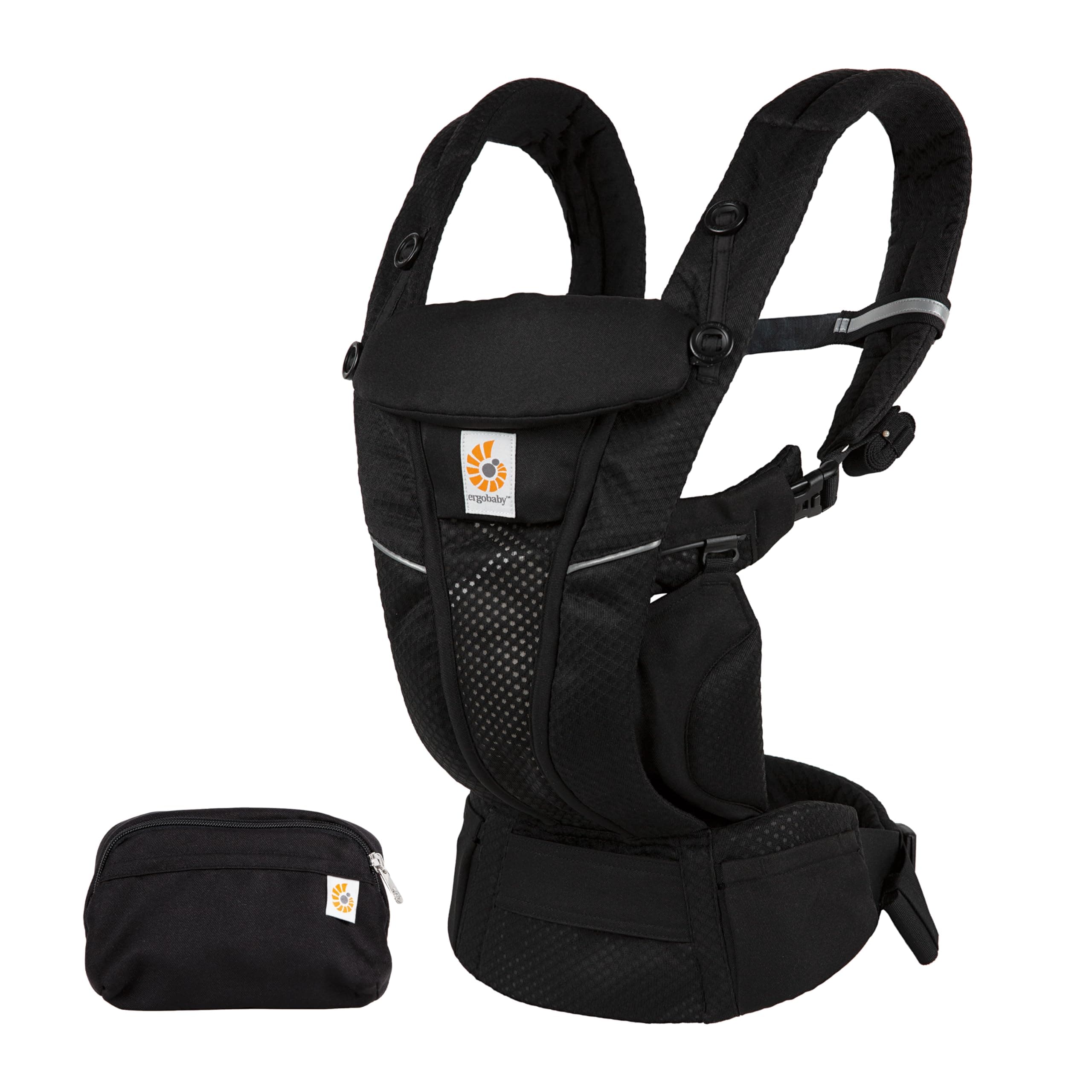 Ergobaby Mochila portabebé Omni Breeze recién nacidos desde su nacimiento hasta que pesan 20kg, portabebé ergonómica de Malla SoftFlex, 4 posiciones para transportar, Onyx Black