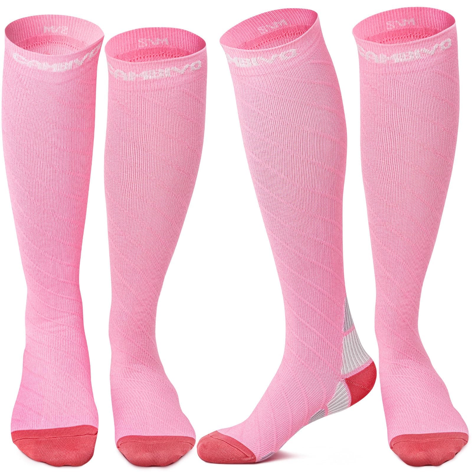 CAMBIVO 2 Paia Calze Compressione Graduata Donna e Uomo 20-30 mmHg, Calze Elastiche a Compressione Antiscivolo per Sport, Corsa, Recupero, Antitrombo, Vene Varicose, Viaggio in Aereo