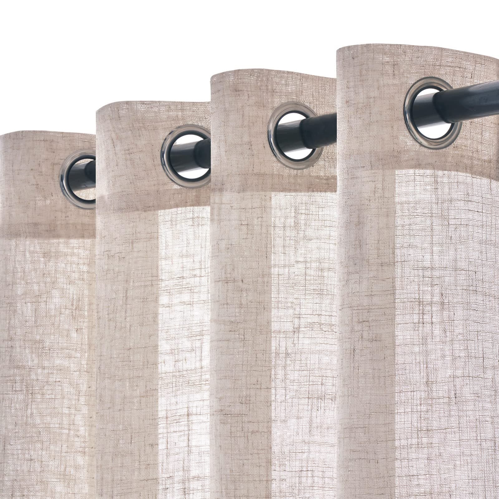 Woaboy Cortinas de Lino Visillo Translúcido Cortinas con Ojales Modernas Decorativas para Salón Ventana Habitación Dormitorio 2 Piezas 140x260 cm Blanco