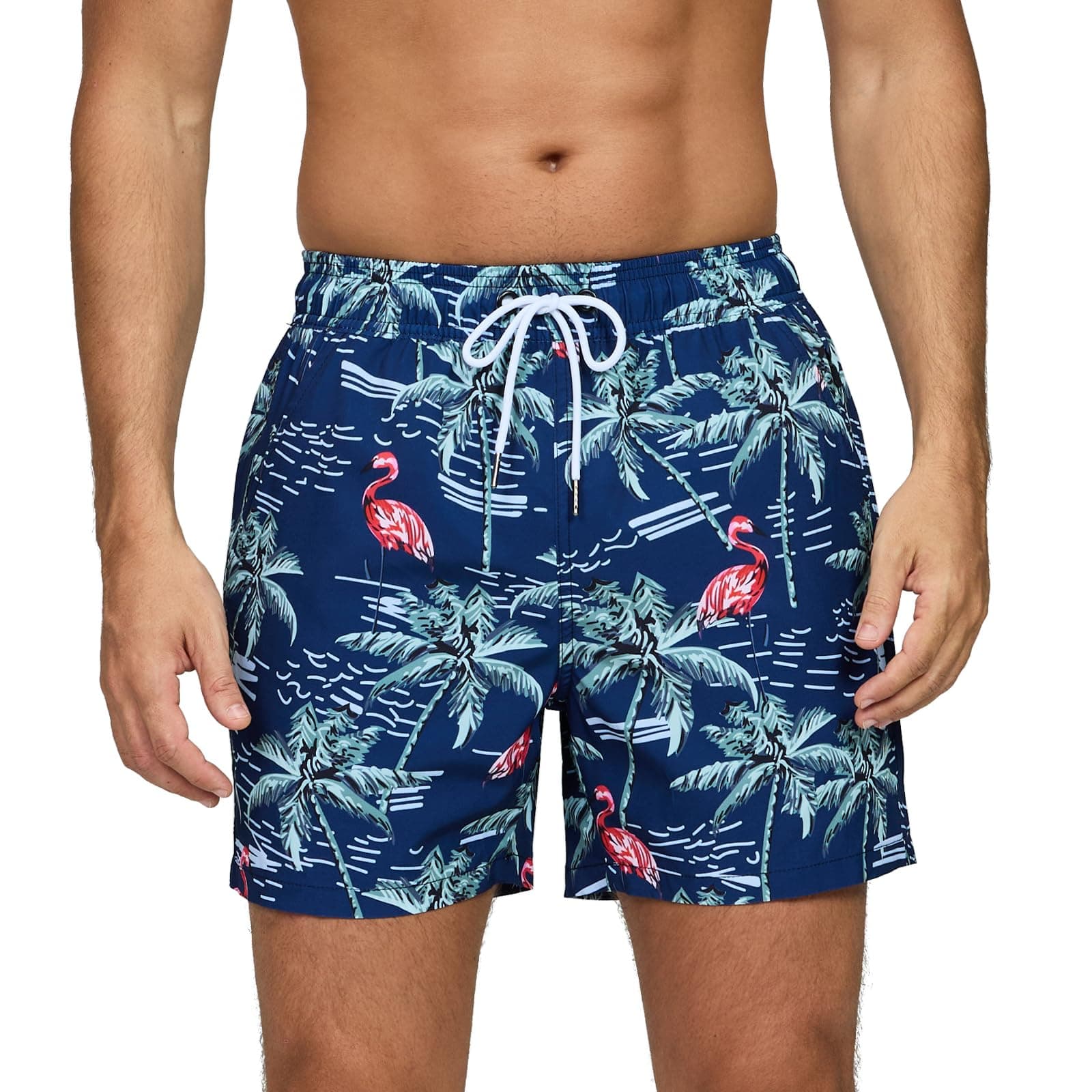 Vorvowry Bañador Hombre Secado Rapido Respirable Traje de Baño Estampado Ligero Boxer Calzones Bano para Natacion Playa Surf de Bolsillo con Cremallera