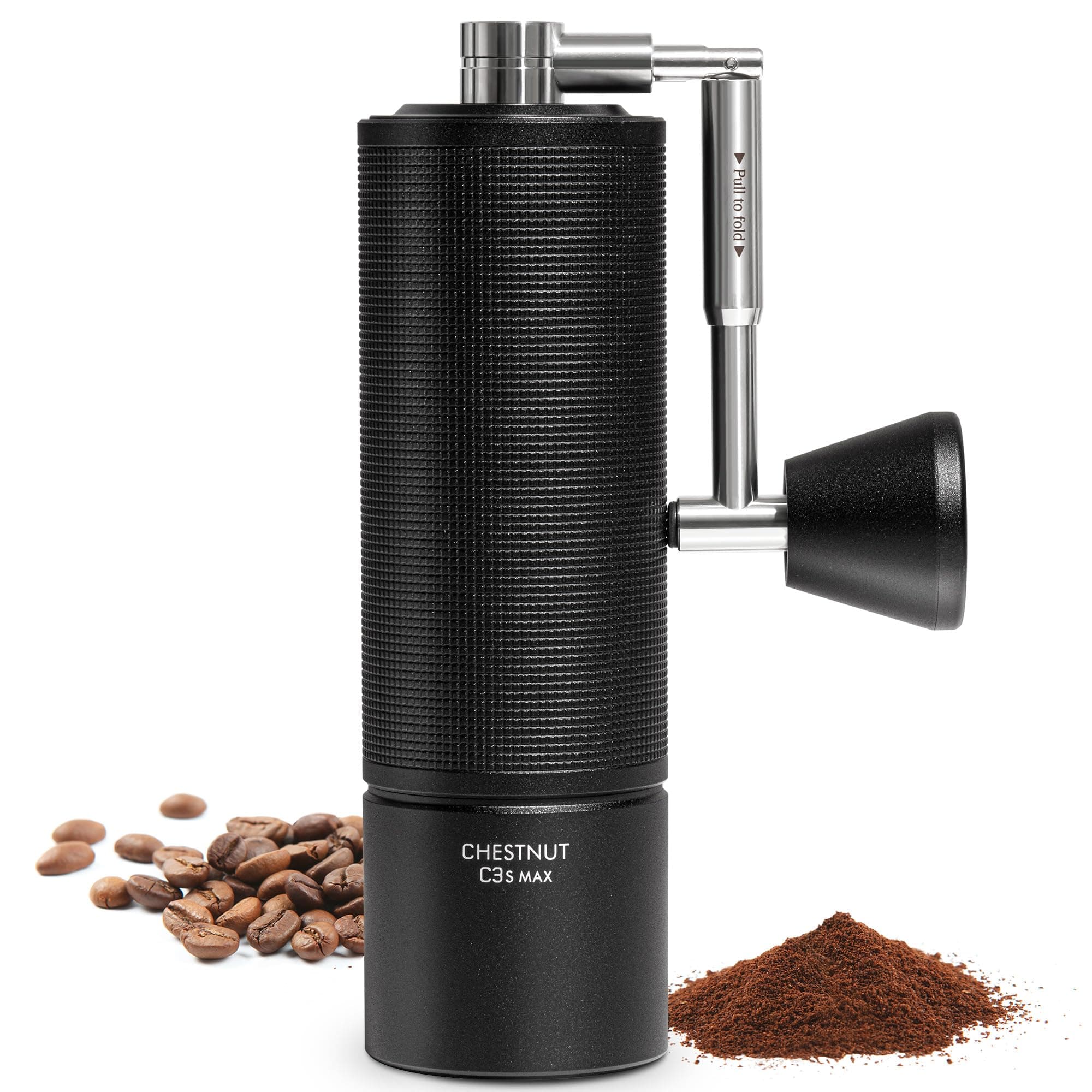 TIMEMORE Chestnut C3s MAX, Molinillo de Café Manual, Cuerpo Todo Metal Integrado, Molinillo de Café Manual con Mango Plegable, para Espresso a Prensa Francesa, Negro