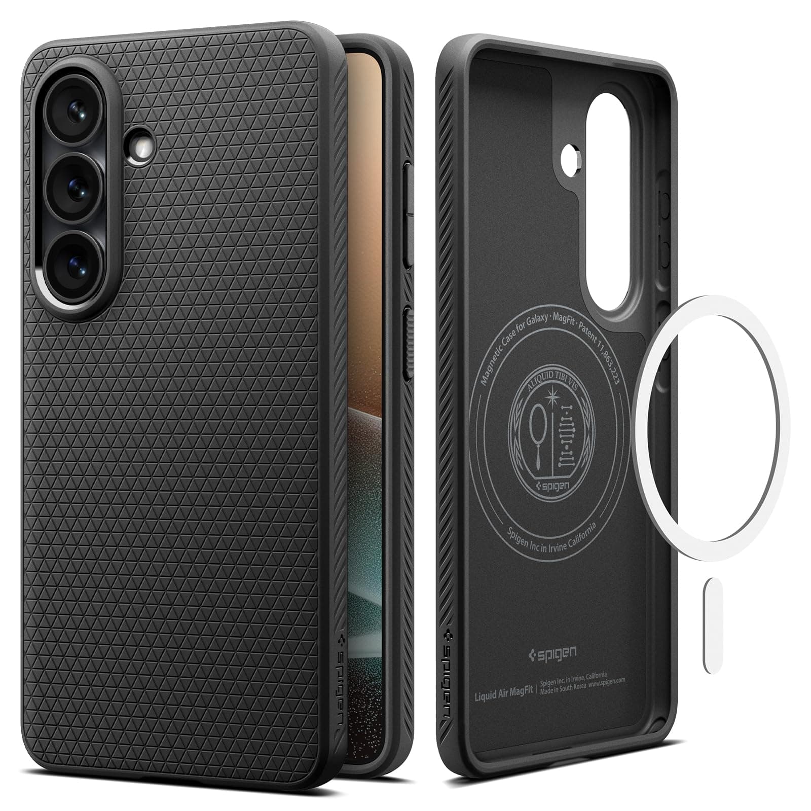 Spigen Liquid Air MagFit für Samsung Galaxy S26 Hülle [rutschfest] Slim TPU mit Truss-Design, Militärgeprüfter Schutz Case Handyhülle, Kompatibel mit MagSafe –Matte Black