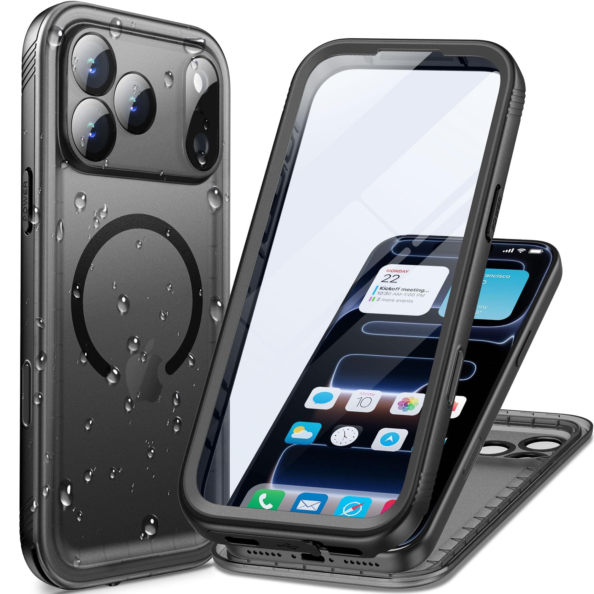 Cozycase Cover TOP Antiurto IP68 Impermeabile Per iPhone 17 Pro Max Per Magsafe Resistente 360 Integrale Subacquea Antipolvere Rugged Custodia Magnetica Waterproof Case Per iPhone 17 Pro Max, Nero/M