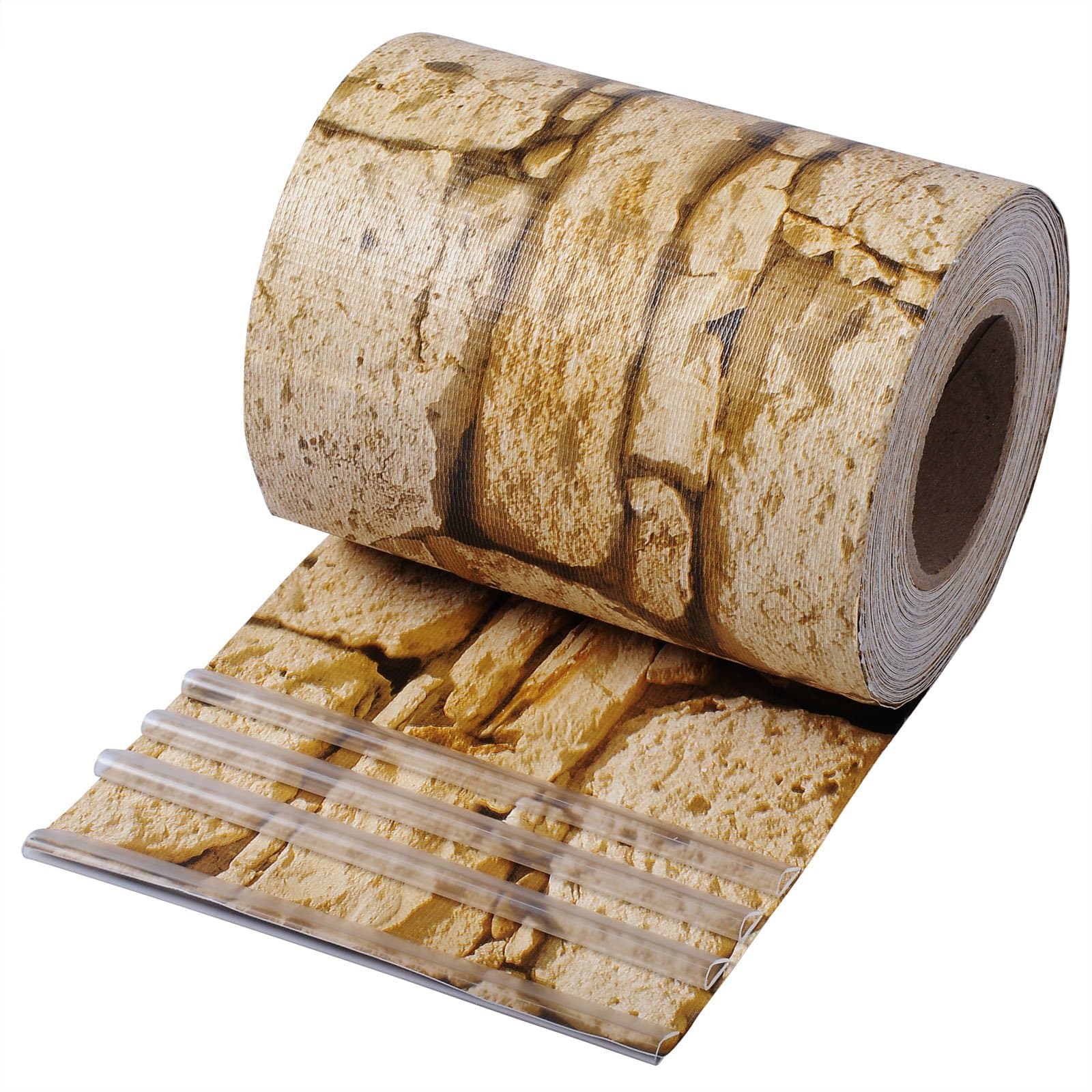 WOLTU Sichtschutzstreifen für doppelstabmatten 450 g/m² PVC, Doppelstabmattenzaun Blickdicht Wetterfest Windschutz 19cm x 35m, Sichtschutz zaun für Garten Balkon inkl.25 Befestigungsclips, Sandstein