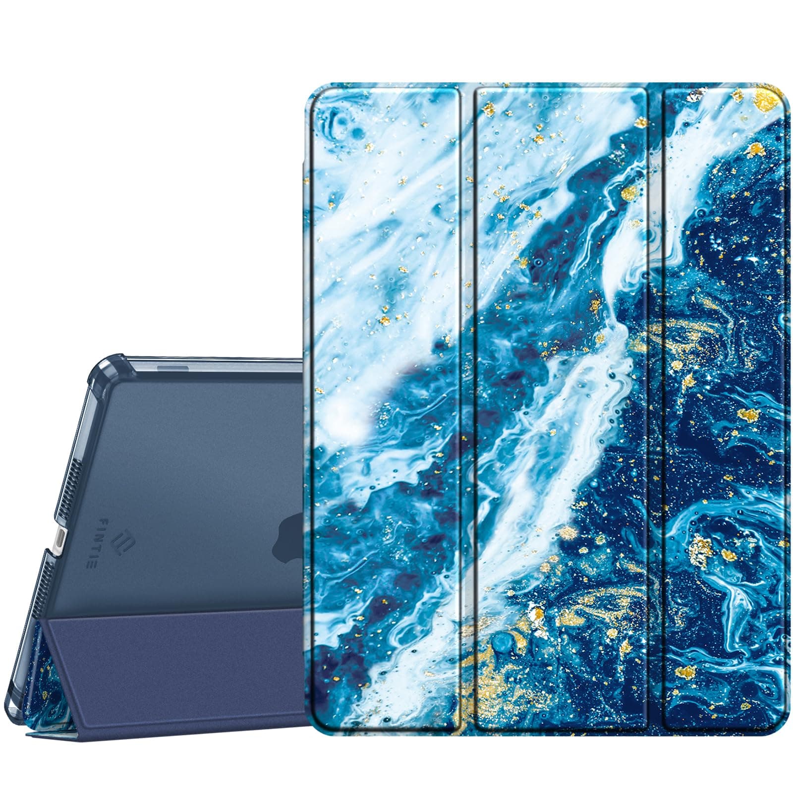 Fintie Hülle für iPad 9. Generation 2021/8. Gen 2020/7. Gen 2019 10.2 Zoll mit Stifthalter, ultradünne leichte Schutzhülle mit transparenter Rückseite und Auto Schlaf/Wach Funktion, Meeresblau