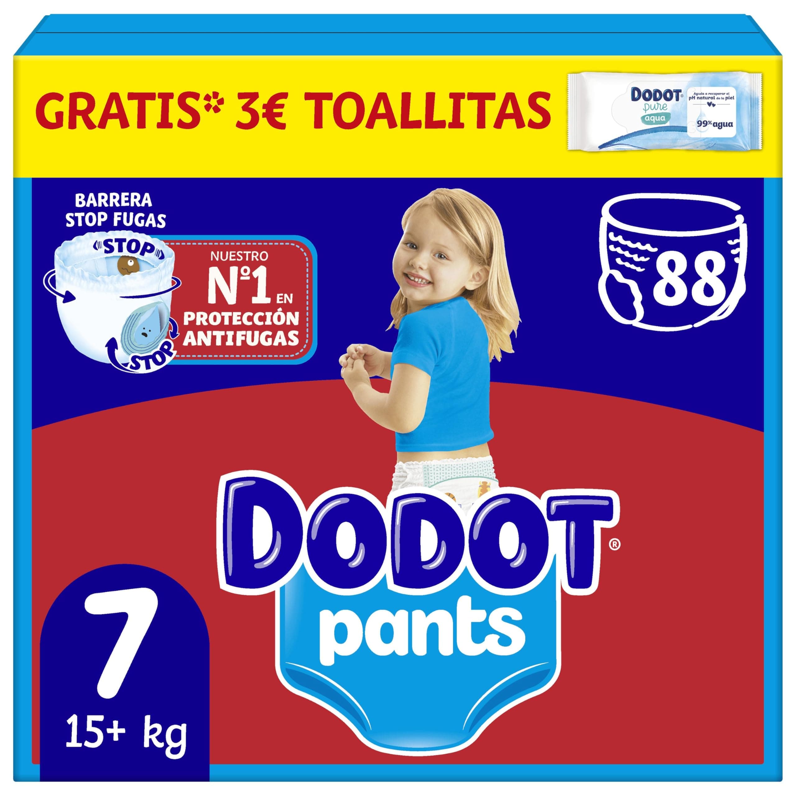 Dodot Bebé Pants Pañales, Talla 7,+15 kg, 88 Pañales, Pañal-Braguita con Ajuste 360° Anti-Fugas