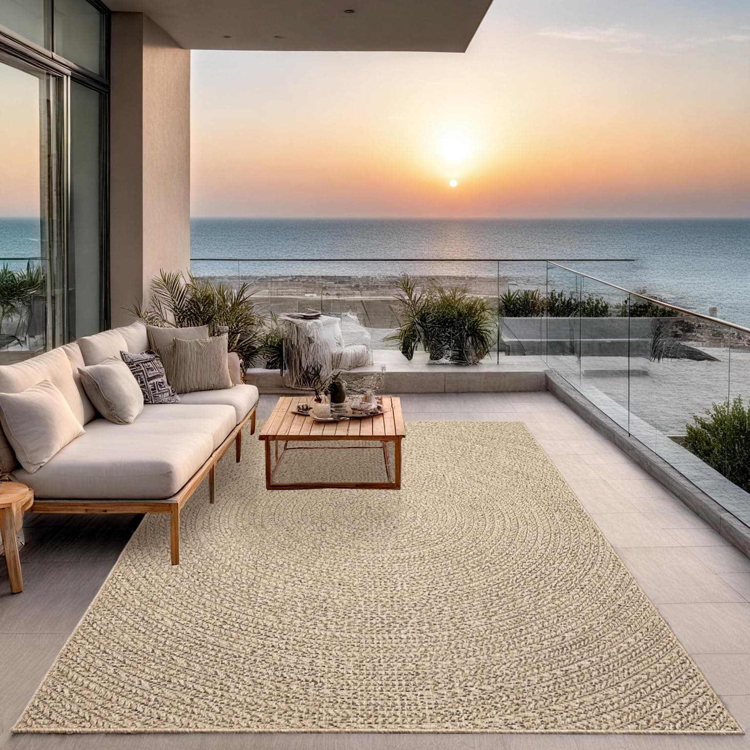 the carpet Kansas – Tapis intérieur Confortable et élégant pour Salon, Chambre ou Couloir, Doux et Chaleureux, Facile à Nettoyer, Style Jute Naturel, également adapté pour l’extérieur, 200 x 290 cm