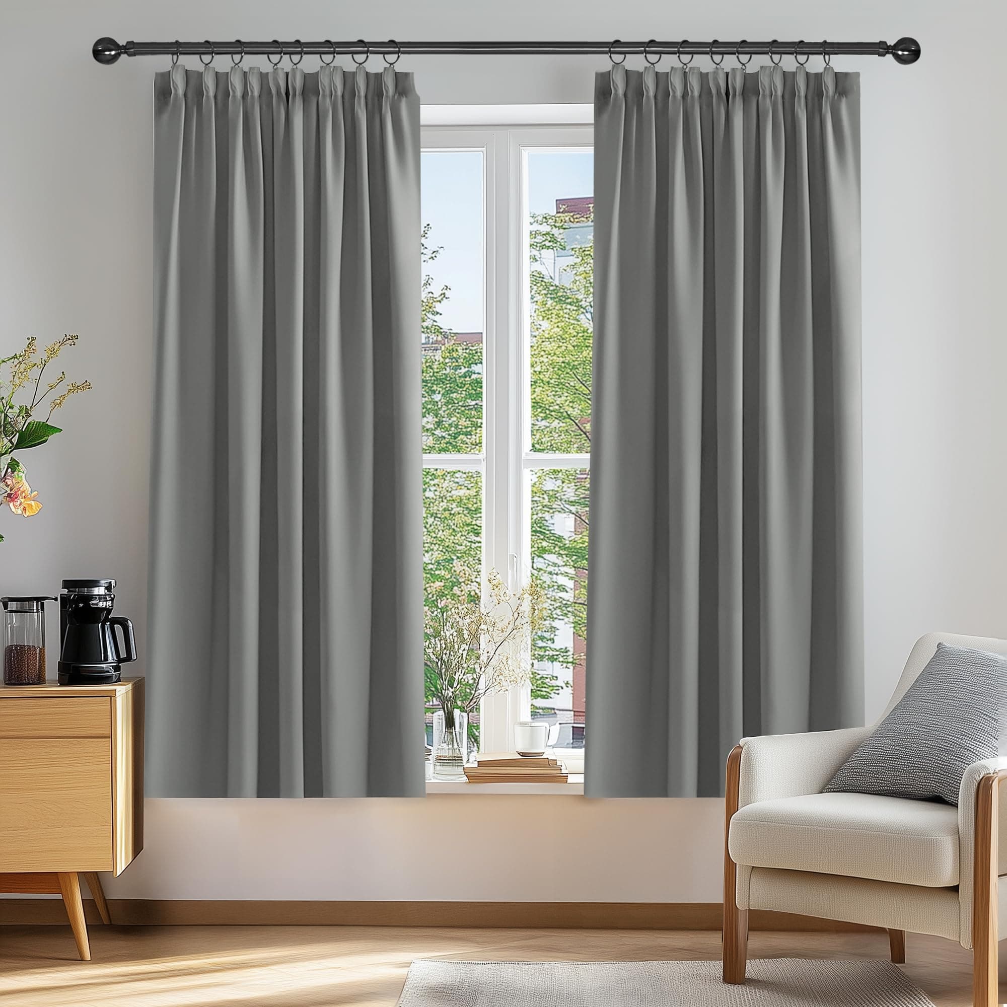 Deconovo Tende Oscuranti Camera da Letto 2 Pezzi, Termiche Isolanti, Tende Coprente e Moderne per Finestre Interni, 132x183 CM (Larghezza x Altezza), Grigio Chairo