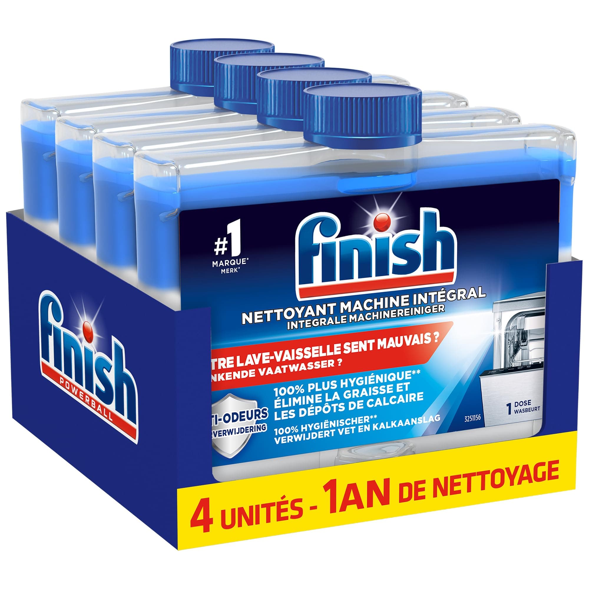 Finish Produit Lave-Vaisselle Nettoyant Machine Intégral - lot de 4 (250ml)