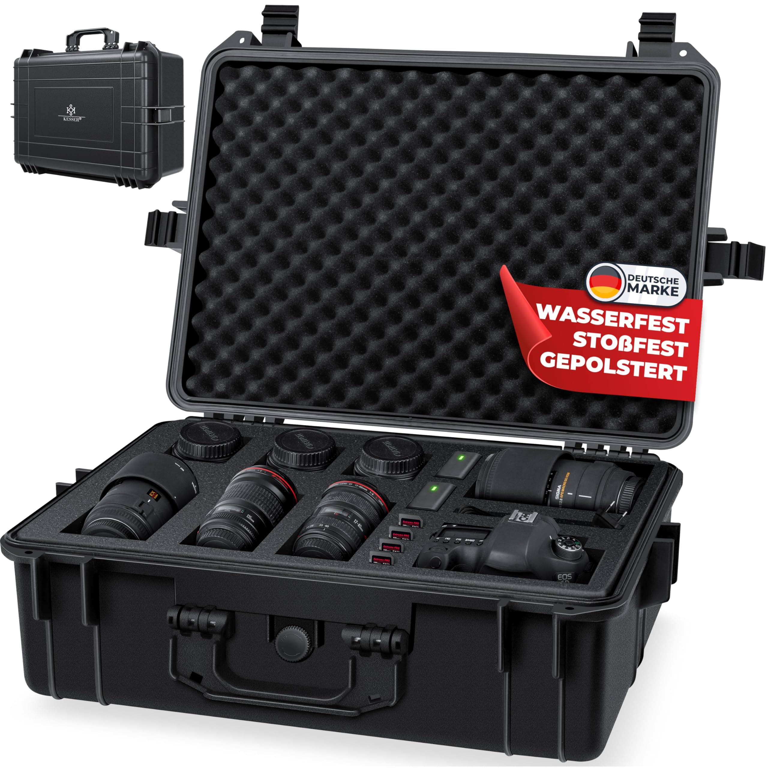 KESSER® Valise pour Appareil Photo Mallette de Transport Mallette de Protection caméra Mousse, L