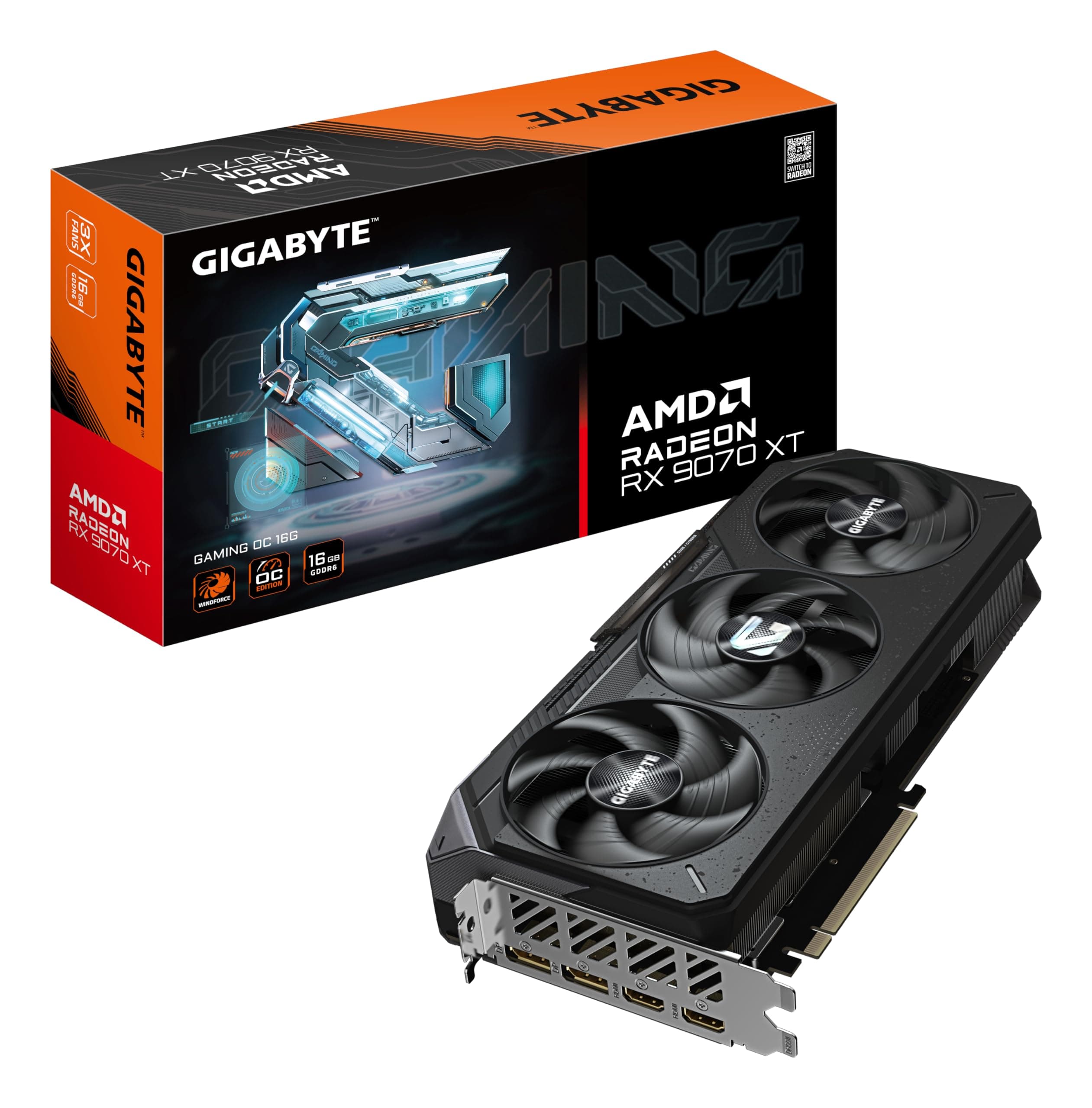 Gigabyte Radeon RX 9070 XT GAMING OC 16G Scheda Grafica - 16 GB GDDR6, 256 bit, PCI-E 5.0, 3060 MHz Frequenza Base, 2 x DisplayPort, 2 x HDMI, GV-R9070XTGAMING OC-16GD