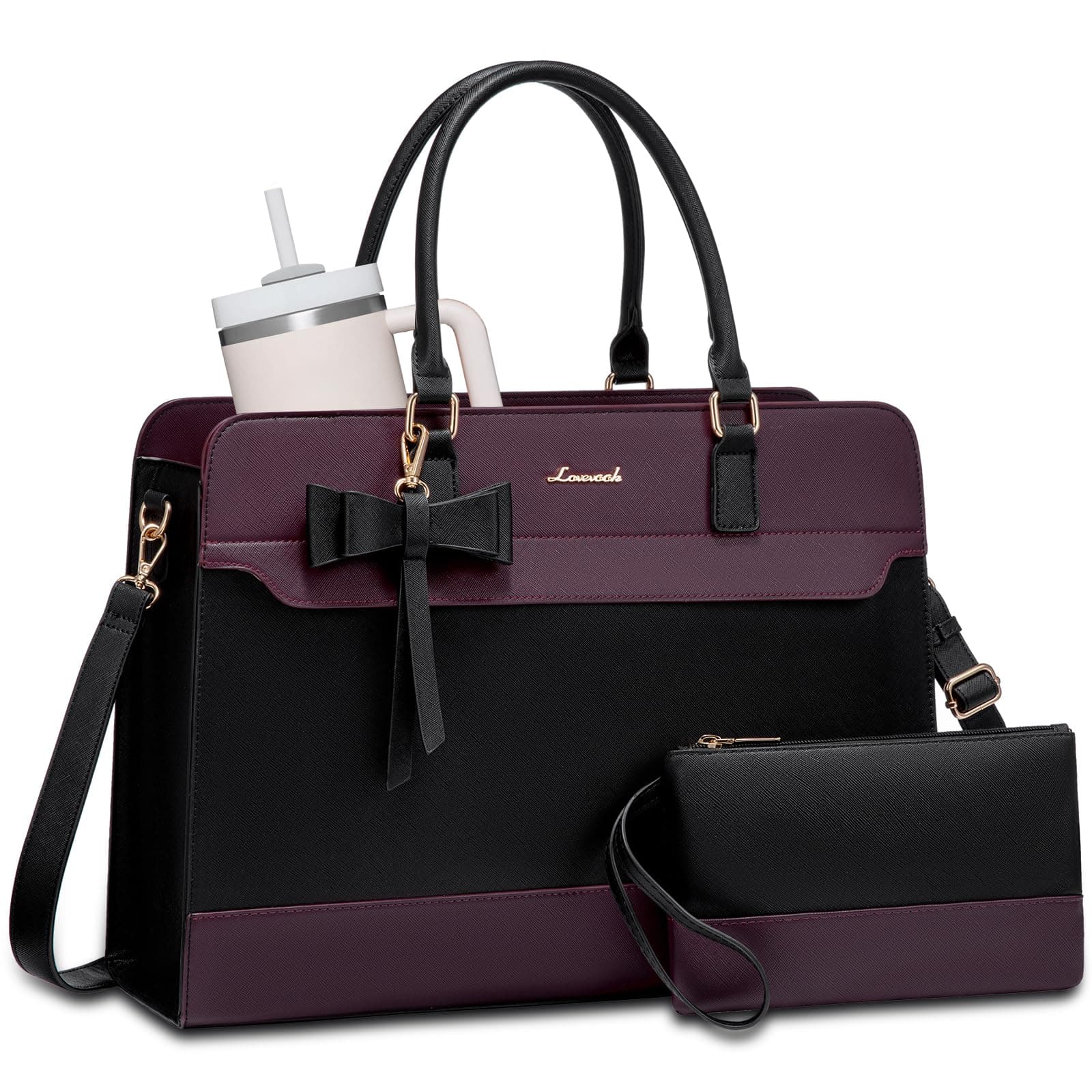 LOVEVOOK Handtasche Damen Groß, 15,6 Zoll Laptoptasche Arbeitstasche Elegant Uni Tasche Schultasche Lehrertasche, PU Leder Tote Bag Aktentasche Schultertasche Handbags Women für Schule Büro Arbeit