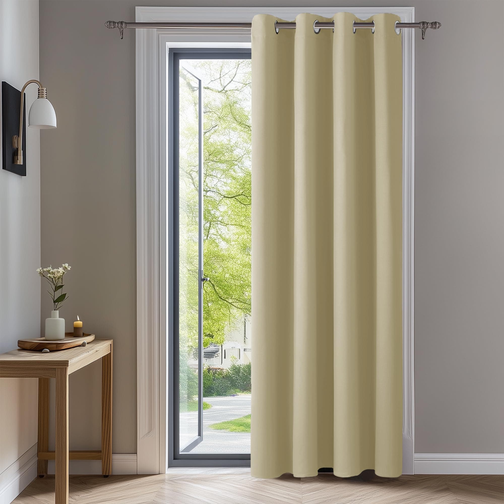 Deconovo Tenda Oscurante da Interno, Termica Isolante, Anti-Rumore, con Anelli, Ideale per Camera da Letto e Soggiorno, 140x220 CM, Beige Scuro 1 Pezzo