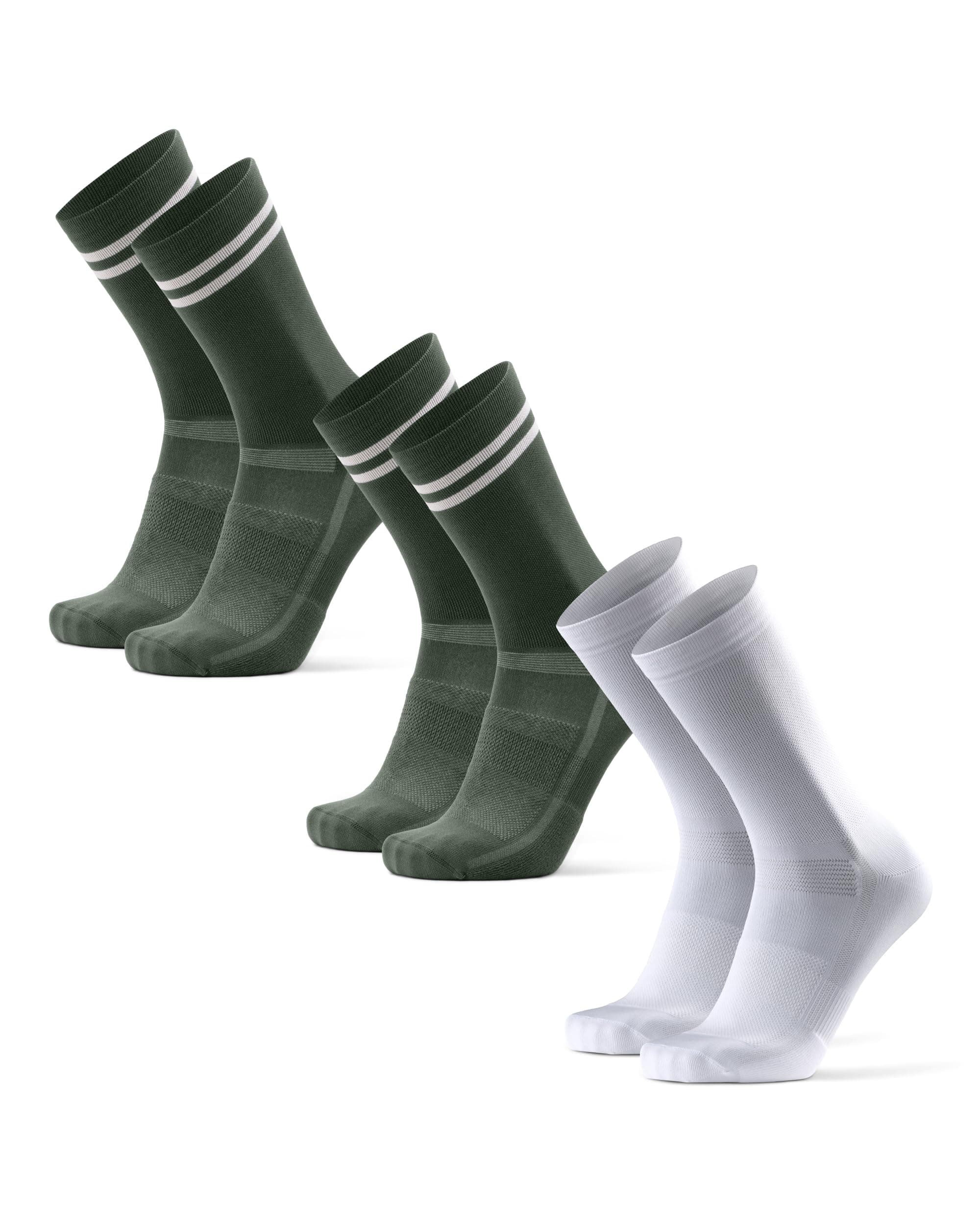 DANISH ENDURANCE Wadenlange Fahrradsocken, Gepolsterte Rennrad Socken, Lange Radsocken, Atmungsaktiv & Leicht, Unisex, für Herren & Damen, 3 oder 5 Paar