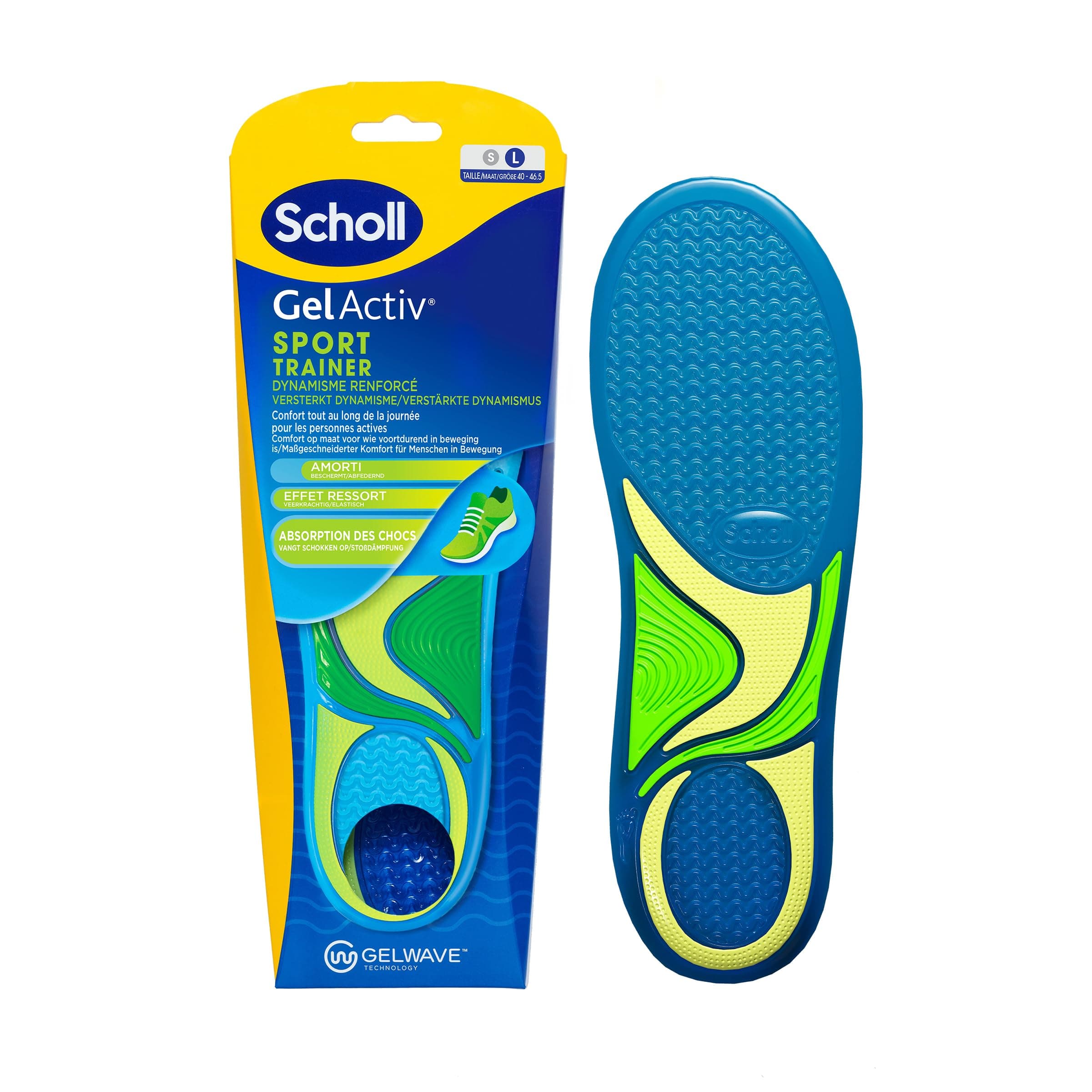 Dr. Scholl's Semelles GelActiv Sport Hommes - Super Absorption des Chocs et Réduction de la Fatigue grâce à GelWave - Confort Optimal pour Chaussures de Sport et Activités Intenses - Taille 40 à 46,5