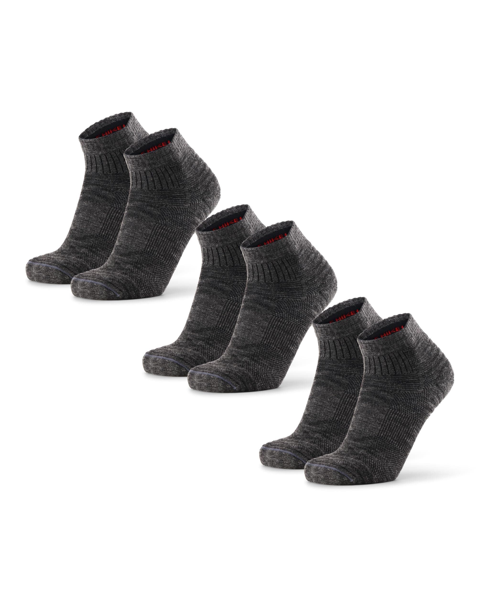 DANISH ENDURANCE Kurze Merino Wolle Wandersocken, Wollsocken, Merino Socken, Leicht Gepolstert, Atmungsaktiv & Anti-Blasen, Unisex, für Herren & Damen, 3 Paar