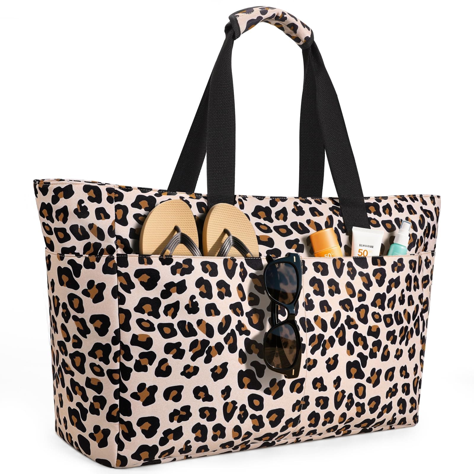 ISEYOU Borsa Mare Grande XXL Famiglia, Borsa Spiaggia con Chiusura Zip e Impermeabile, Leggera e Pieghevole, Multitasche ad Ampia Capacità Borsello Tracolla Donna per Shopping, Viaggio, Campeggio