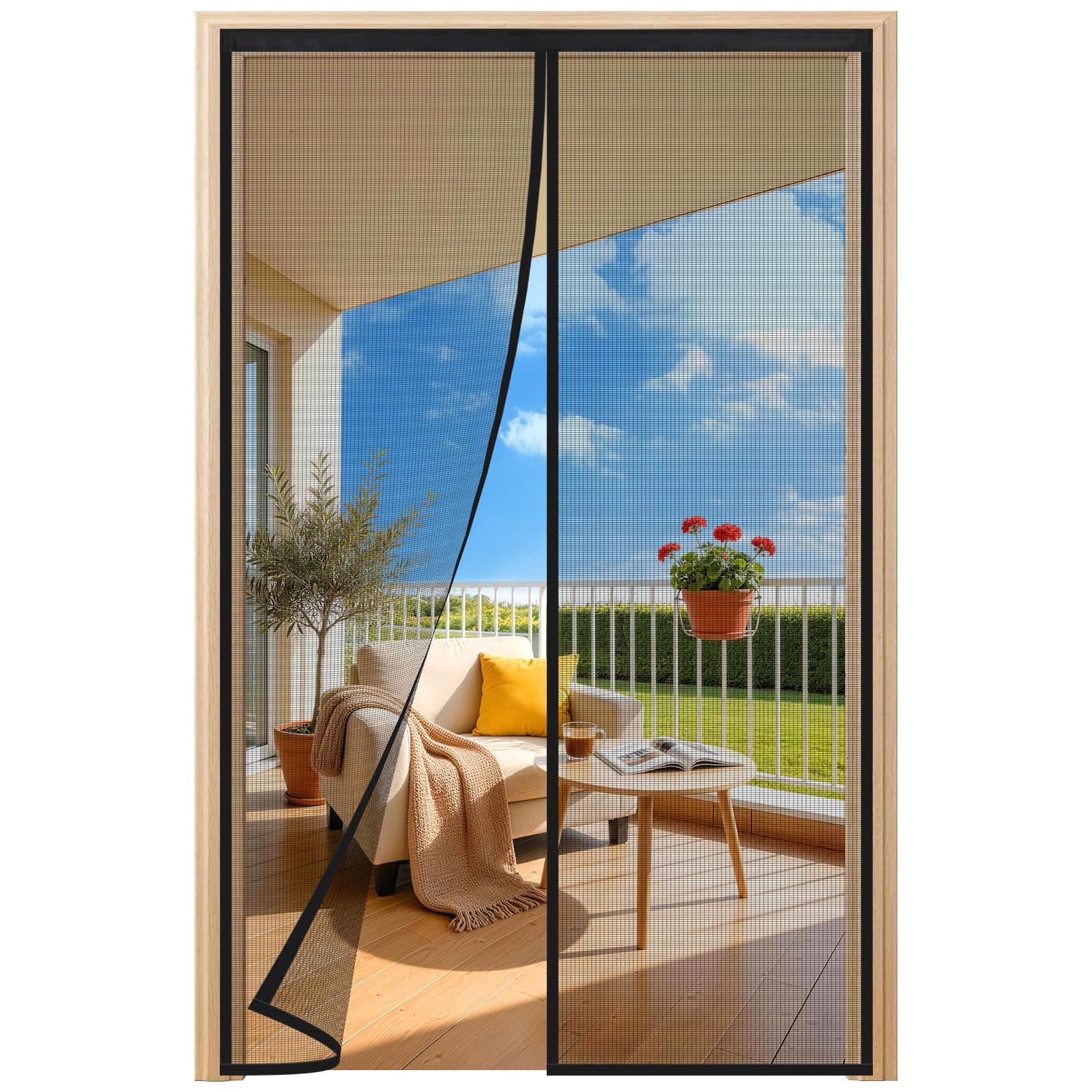 HALIDOOR Moustiquaire Porte Fenêtre 100x240 cm, Rideau Anti-Moustique Noir, Fermeture Automatique, Sans Perçage, Fixation Velcro, Idéale pour Balcon, Chambre