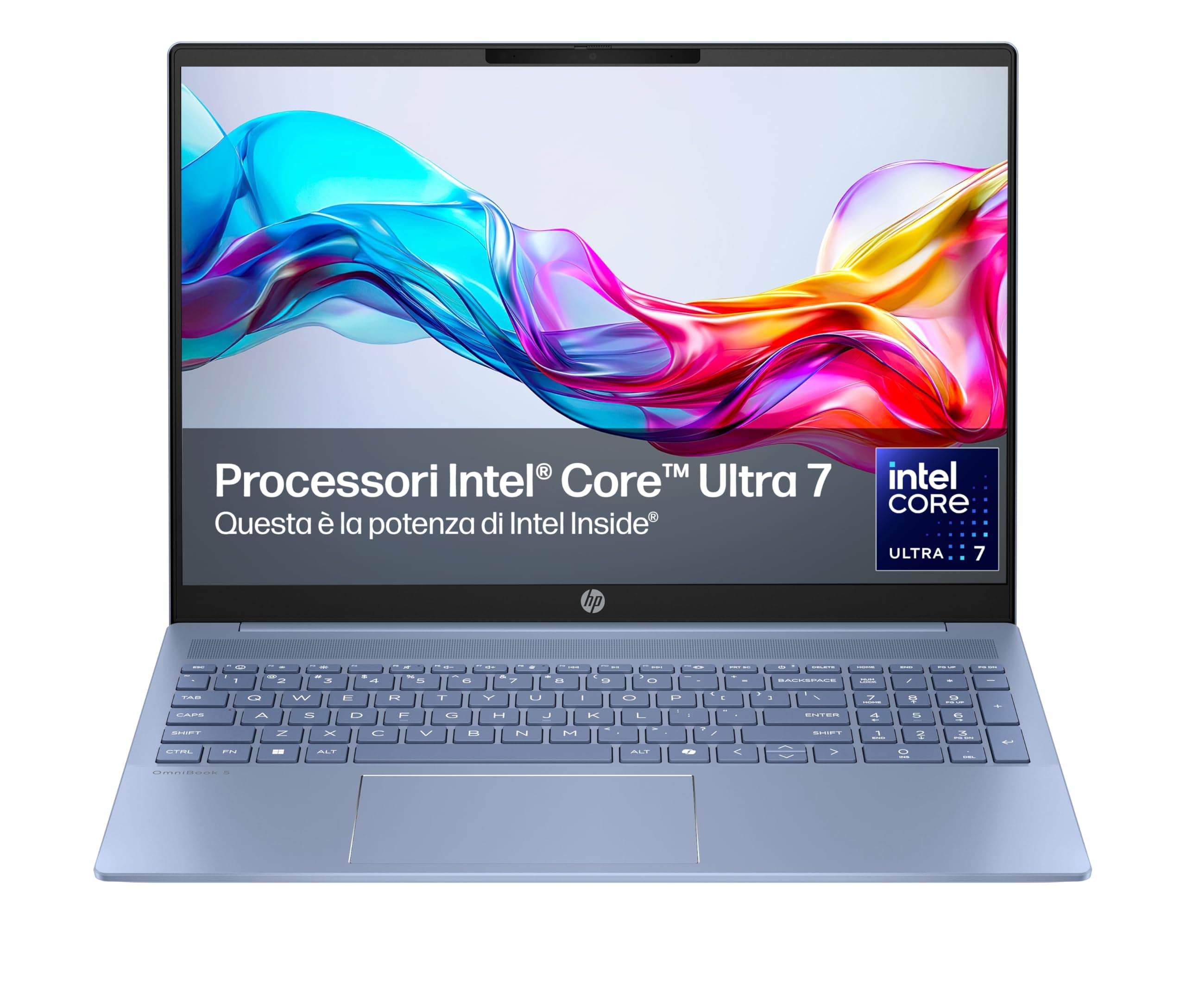 HP OmniBook 5 16-af1003sl, Notebook, (Intel Core Ultra 7 255U AI PC, 24GB RAM, 1TB SSD, Windows 11), Lavoro d'ufficio avanzato, Multitasking, Computer portatile, Tastiera Italiana QWERTY, Blu