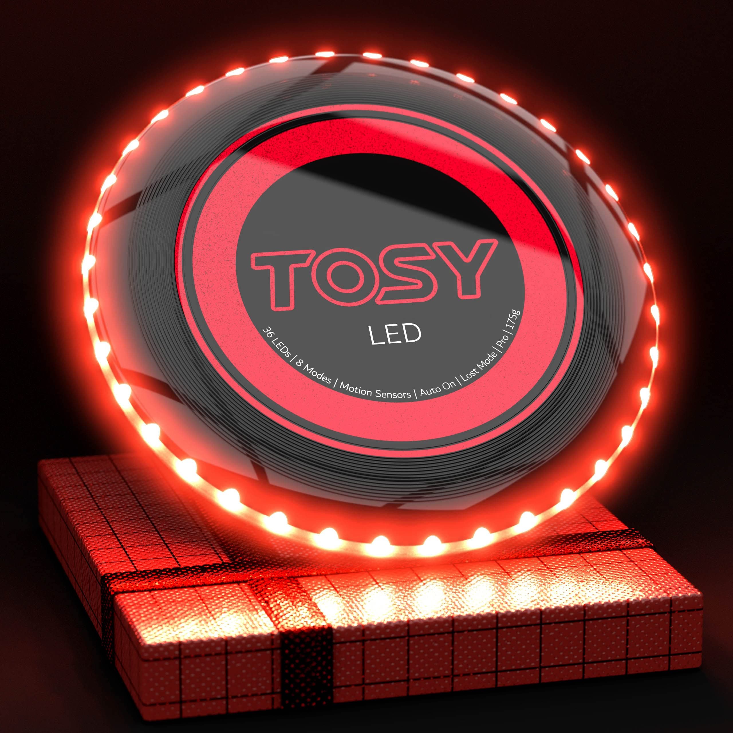 TOSY Flying Disc - 36 Leds, Brillante, Modos Inteligentes, iluminación automática, Recargable, Regalo de Pascua y cumpleaños para niños y Adolescentes, Frisbee de 175 g