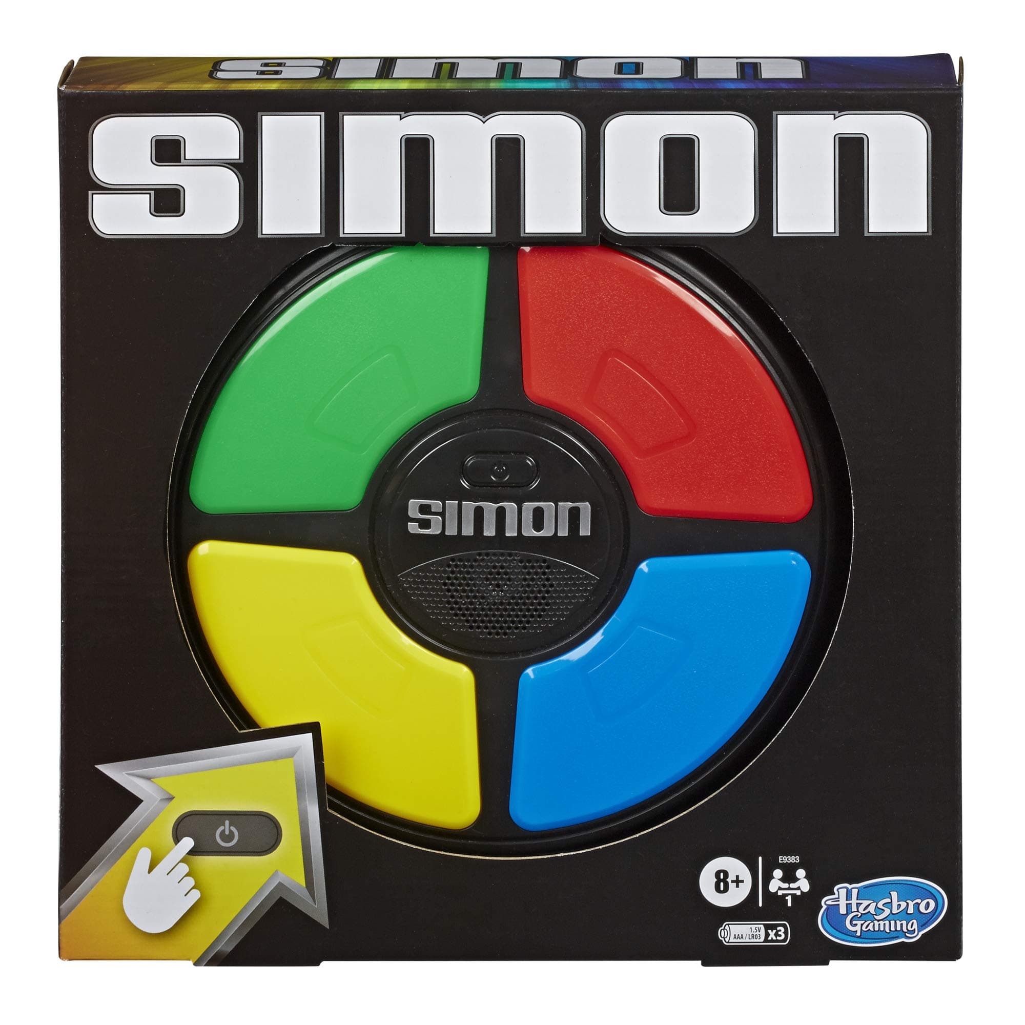 Simon, elektronisches Spiel für Kinder ab 8 Jahren, Spiel mit Lichtern und Geräuschen, klassisches Hasbro Spielprinzip für Konzentration, Reisespielzeug für die ganze Familie für unterwegs