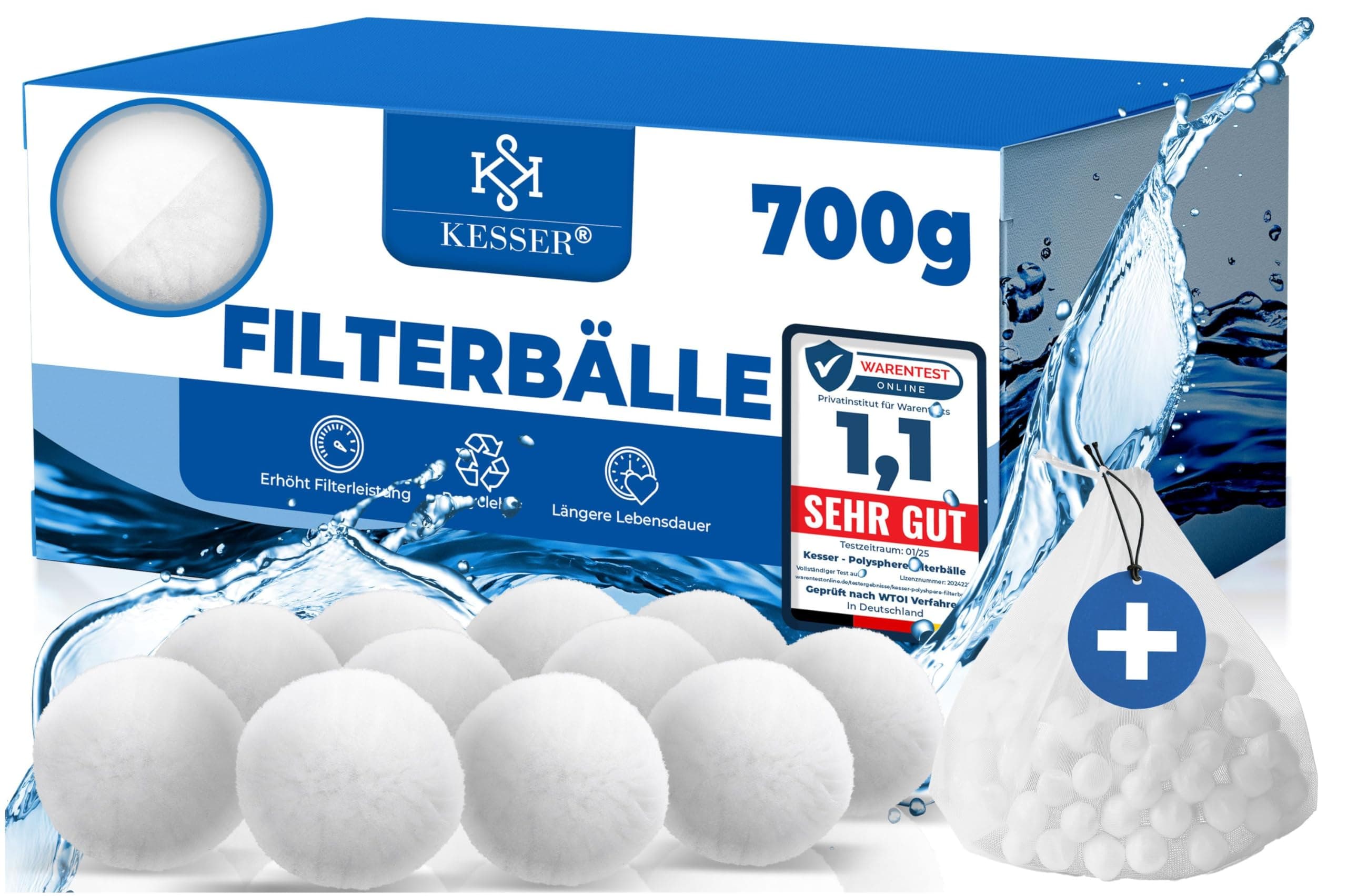 KESSER® Polysphere Filterbälle Filter Sandfilteranlage 700g ersetzen 25kg Filtersand Zubehör Ersatz Poolfilter Filteranlage