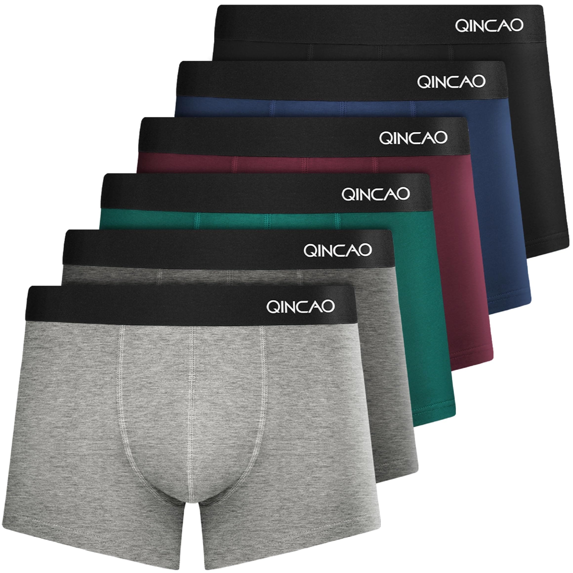 QINCAO - Boxer da Uomo, Confezione da 6 Pezzi, privi di Etichette Che graffiano, Biancheria Intima, Boxer in Cotone, Taglia: S - 4XL