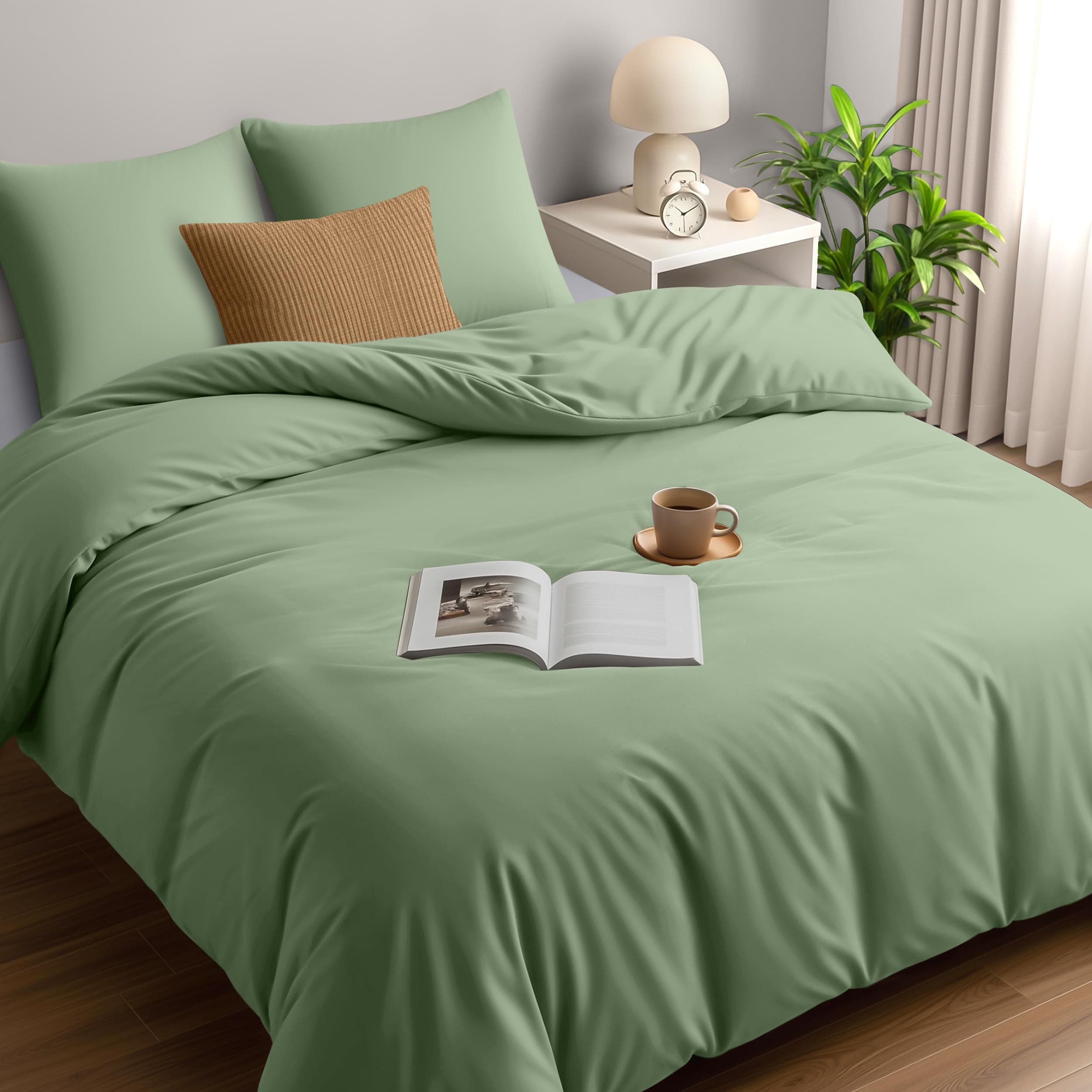 Utopia Bedding Housse de Couette 240x260 cm avec 2 Taies d'oreiller 65x65 cm (Vert Sauge)- Parure de Lit 240 x 260 cm - Ensembles de Housses de Couette en Microfibre brossée Douce