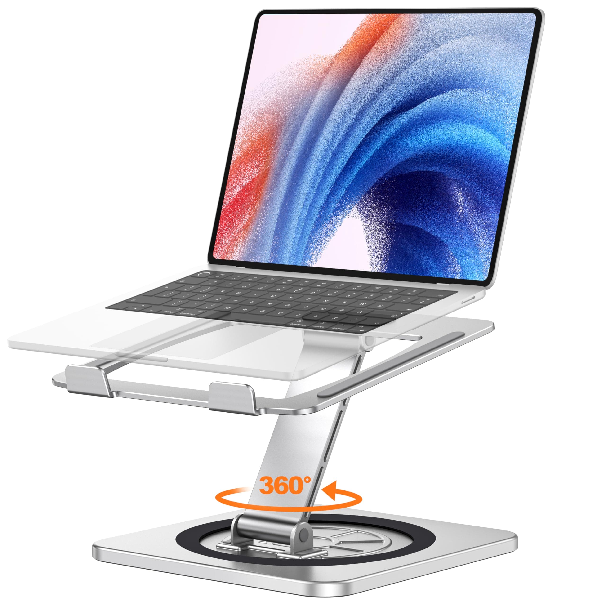 EOIWUY Soporte Portatil Escritorio, [360° Giratoria Base] Elevador Portatil de Aleación Aluminio, Ergonómica & Plegable Laptop Stand para Trabajo en Equipo Compatible con MacBook Pro/Air, HP (10-16")