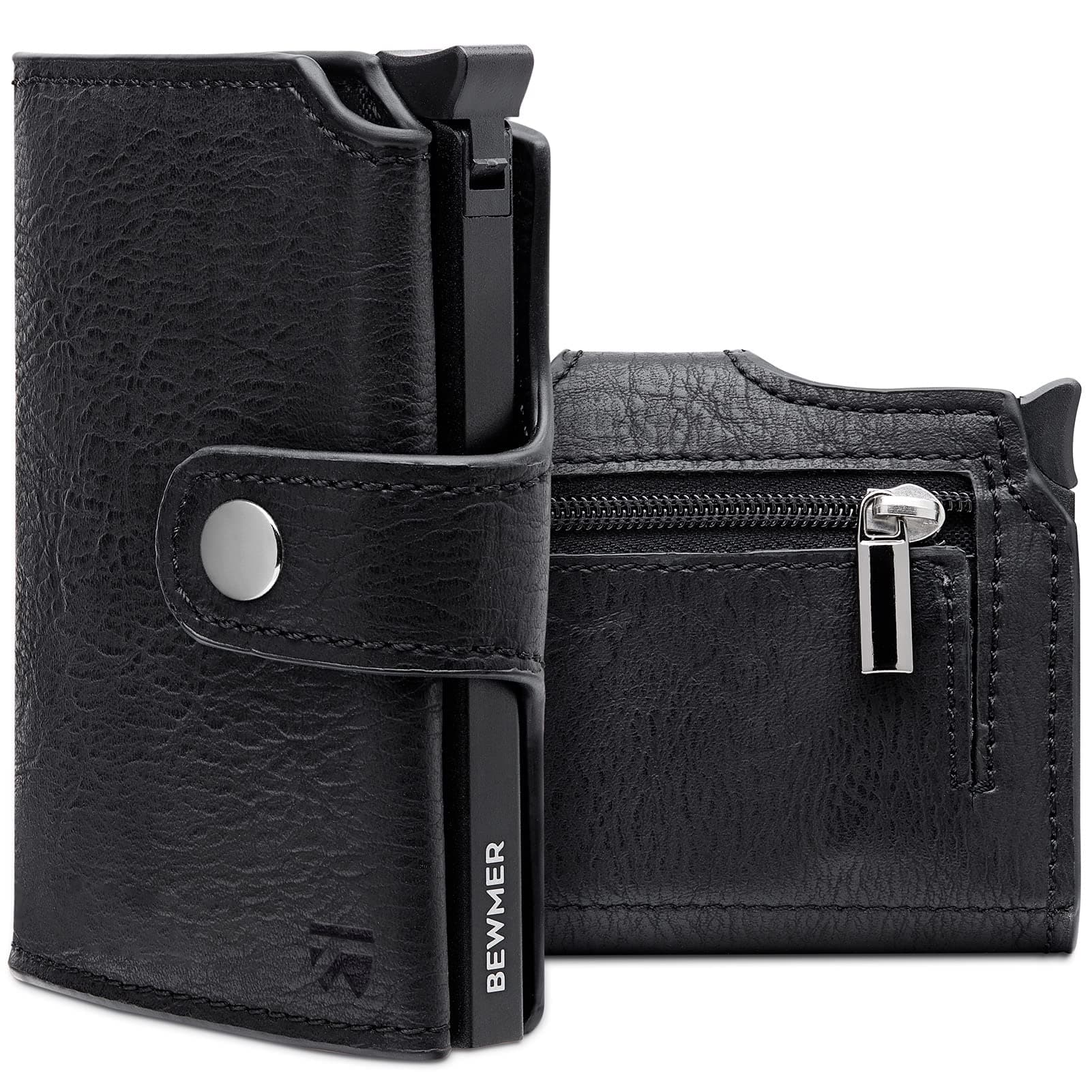 BEWMER v2 Portafoglio Uomo Slim In Similpelle Con Protezione RFID Anticlonazione – Porta Carte Di Credito Uomo E Donna Per 9 Tessere, Con Portamonete