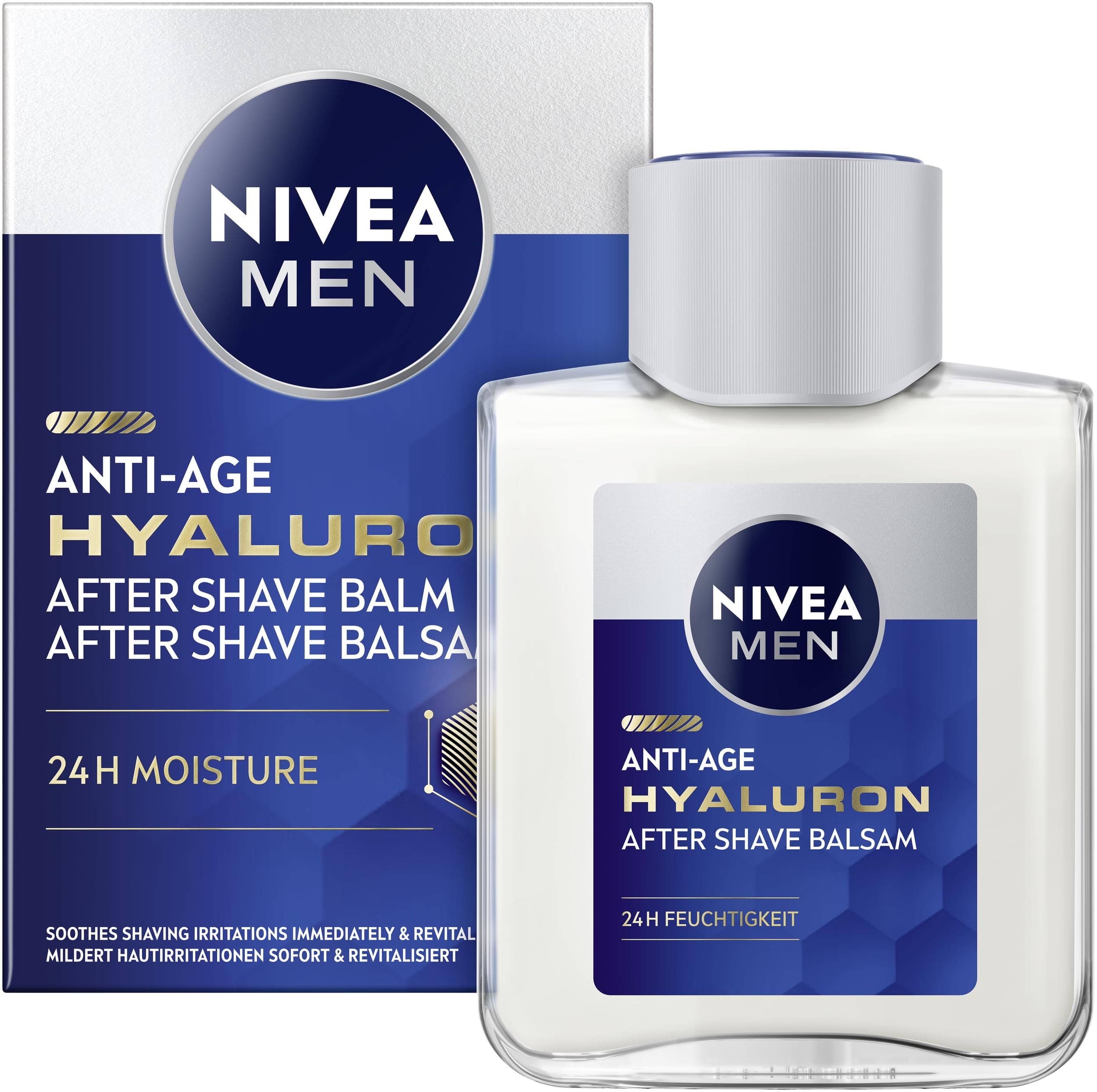 NIVEA MEN Anti-Age Hyaluron After Shave Balsam, erfrischendes After Shave für Männer mit Hyaluron für 24h Feuchtigkeit, beruhigende Gesichtspflege nach der Rasur (100 ml)
