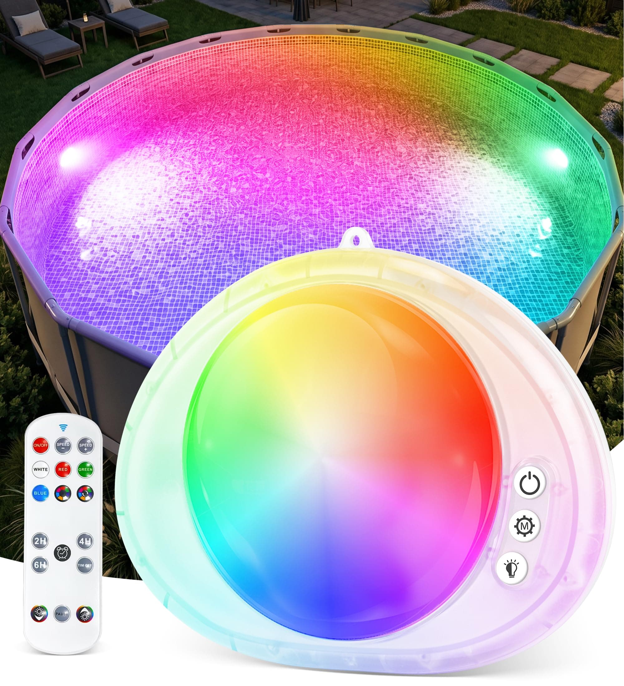 DeeprBlu 2026 Nuevo Luces Piscina Sumergibles Sin Cable con Control Remoto, Recargable Luz Subacuáticas Piscina con Espectáculo de Luz Brillante, IP68 Impermeable Luces LED Sumergibles para Spa
