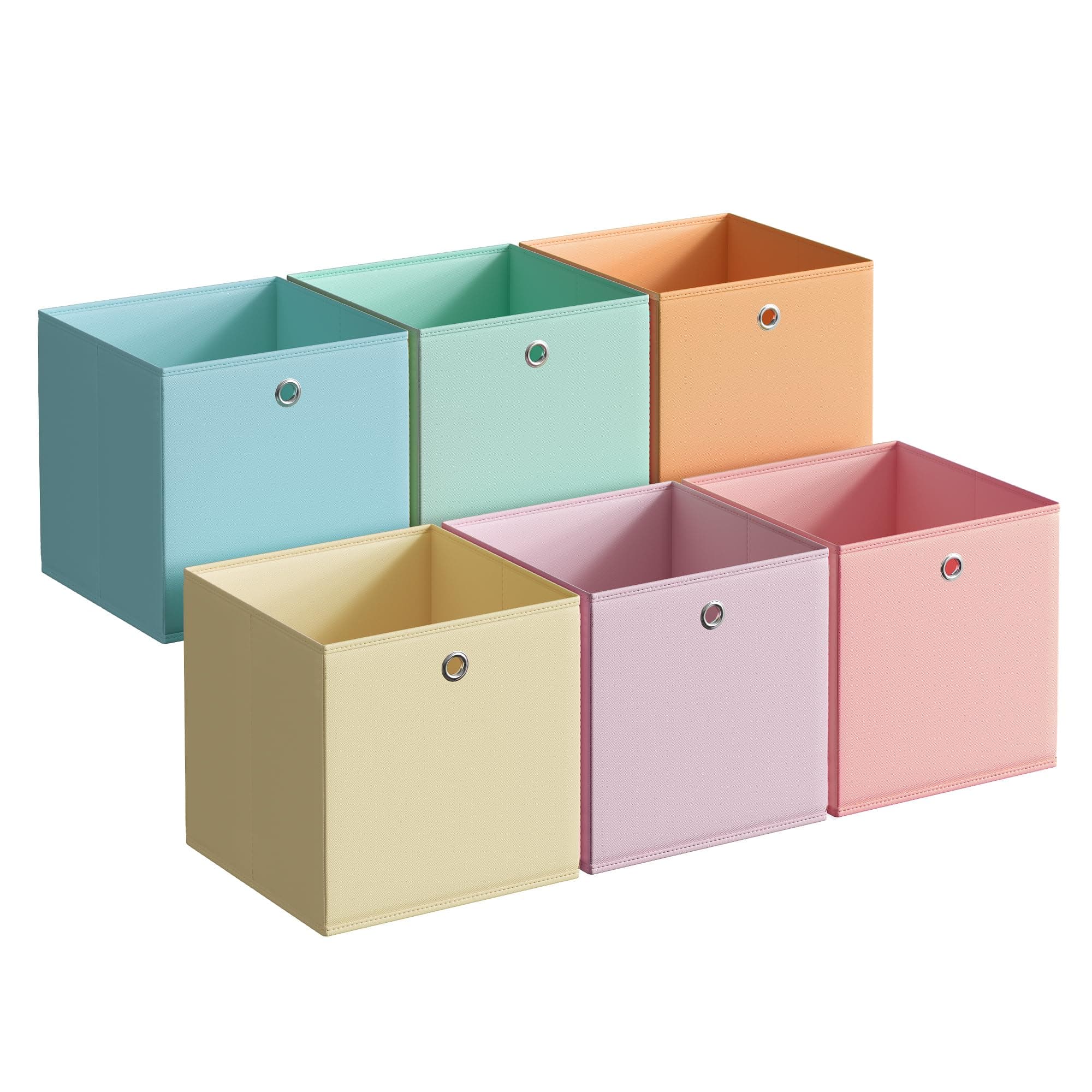 SONGMICS Aufbewahrungsbox, 6er Set, Ordnungsboxen, geruchsneutral, Faltbox, 30 x 30 x 30 cm, Stoffbox, für Würfelregal, Organizer bunt, Aufbewahrungskorb, für Schlafzimmer, Wohnzimmer RFB230X01