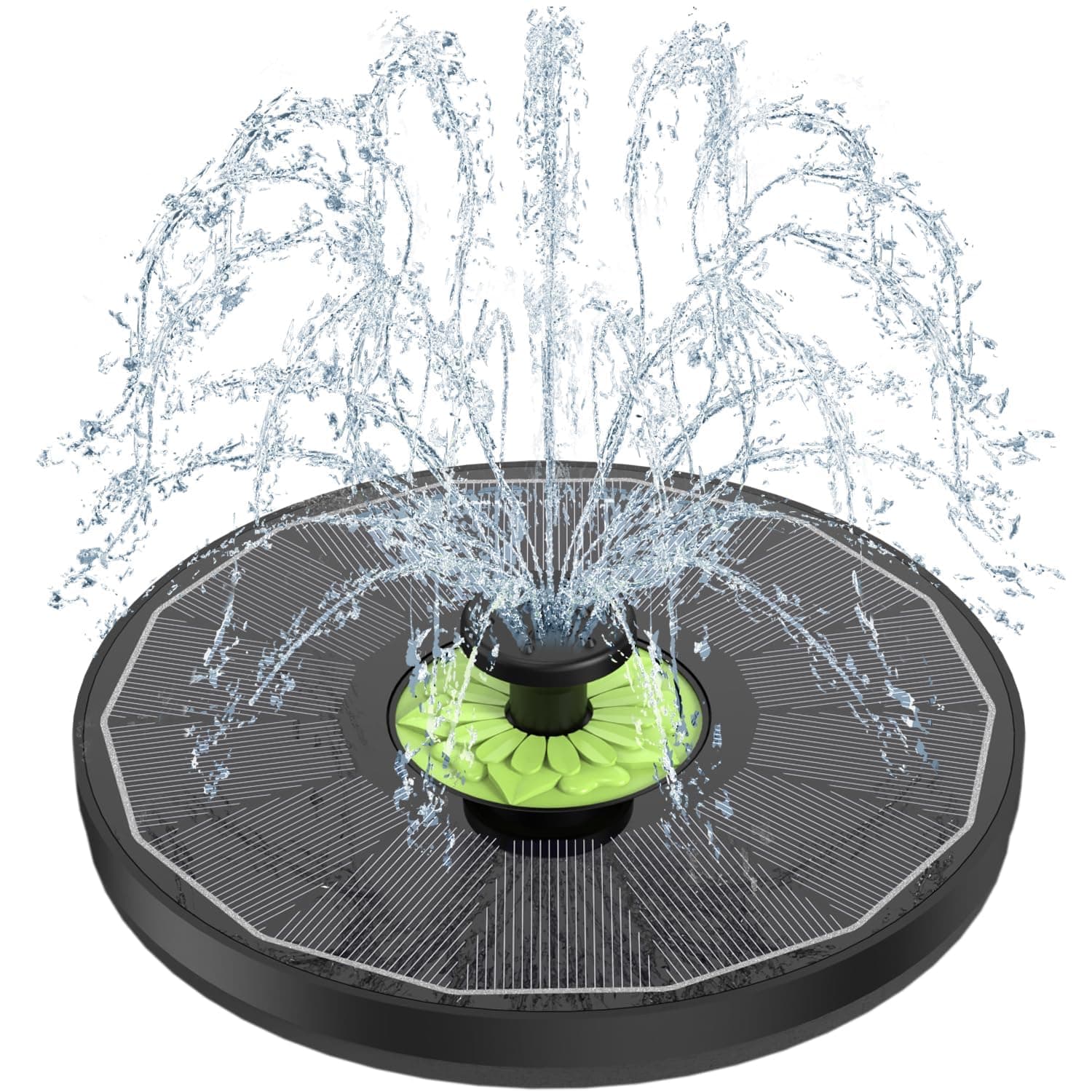 SZMP Fontaine Solaire Extérieur, 3.5W Flottante Pompe Bassin Solaire, Fontaine Solaire Verre avec 7 Buses & 4 Tiges Fixes pour Bain d'oiseaux Aquarium Jardin (Noir)