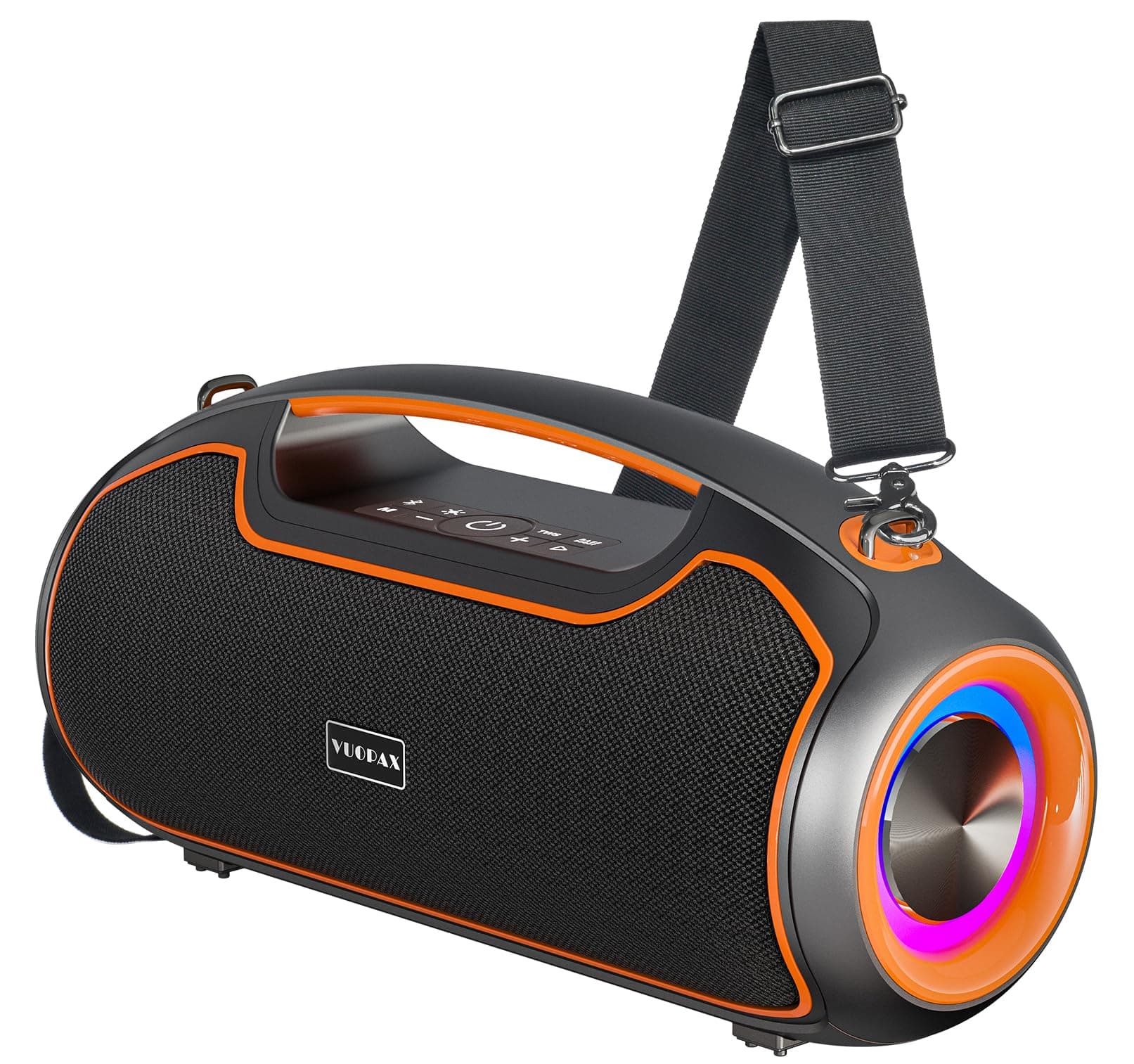 VUOPAX Enceinte Bluetooth Portable puissante avec 2 Subwoofers, 200W crête, Basses Renforcées, DSP, TWS, Autonomie 24h, IP65 Étanche pour Extérieur - Idéal pour Fêtes, Voyage, Plage, Camping, Piscine