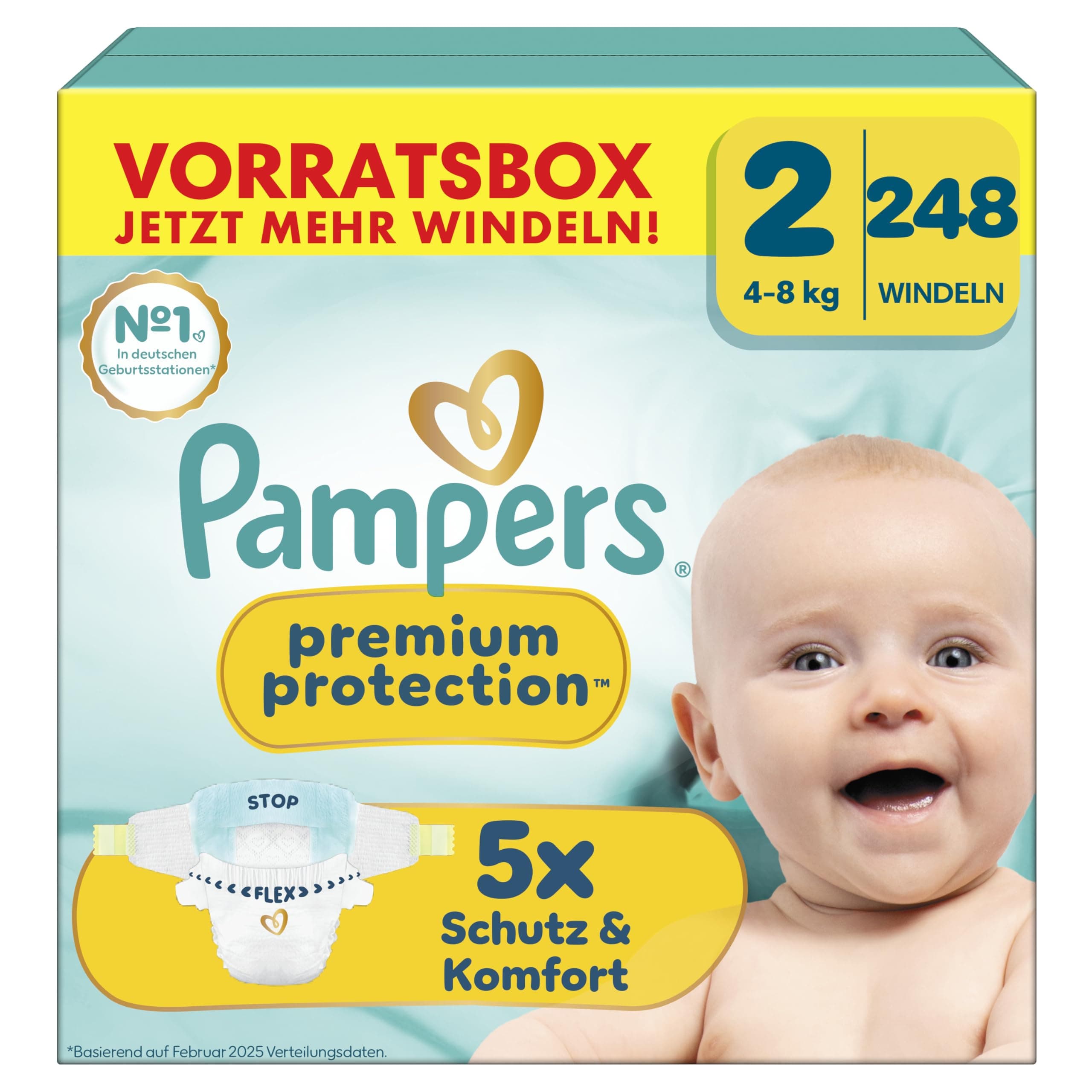 Pampers Premium Protection Größe 2, 248 Windeln, 4kg-8kg, unser Nr. 1 Haut- und Auslaufschutz