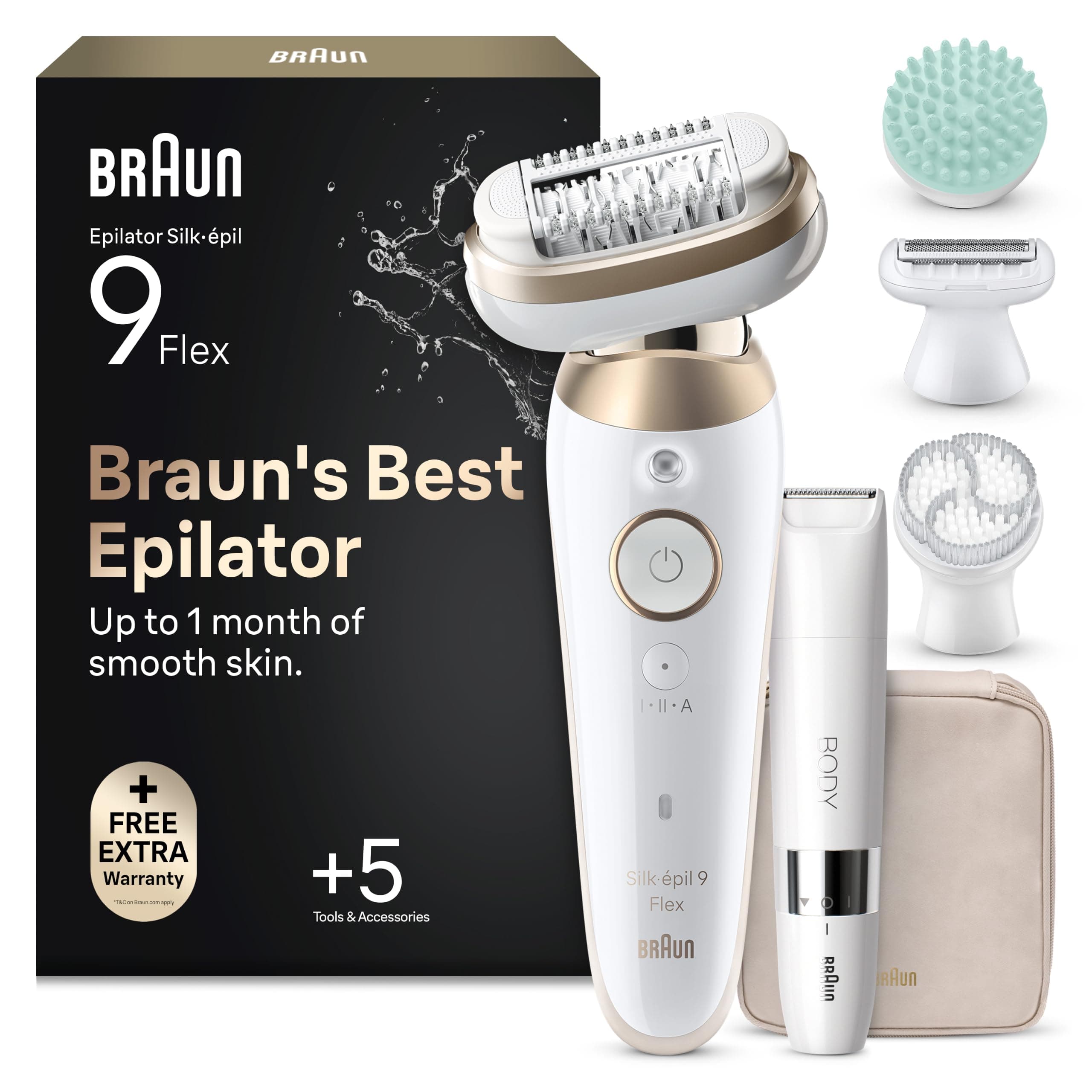 Braun Silk-Épil 9 Flex Epilatore Elettrico Donna, Accessori, 9-481 3d Oro | SkinSpa, Testina Flessibile a 360° per Epilazione Semplice, Impermeabile, Batteria Ricaricabile, Pelle Liscia a Lungo