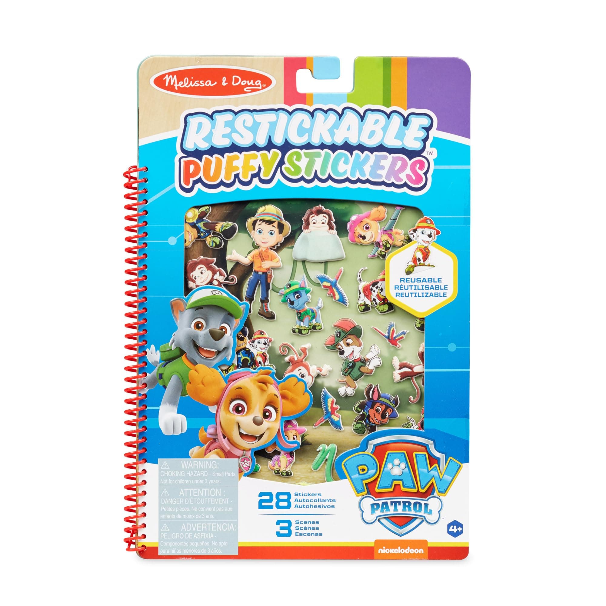 Melissa & Doug | PAW Patrol | Wiederaufklebbare, bauschige Sticker – Dschungel | 28 wiederverwendbare Sticker