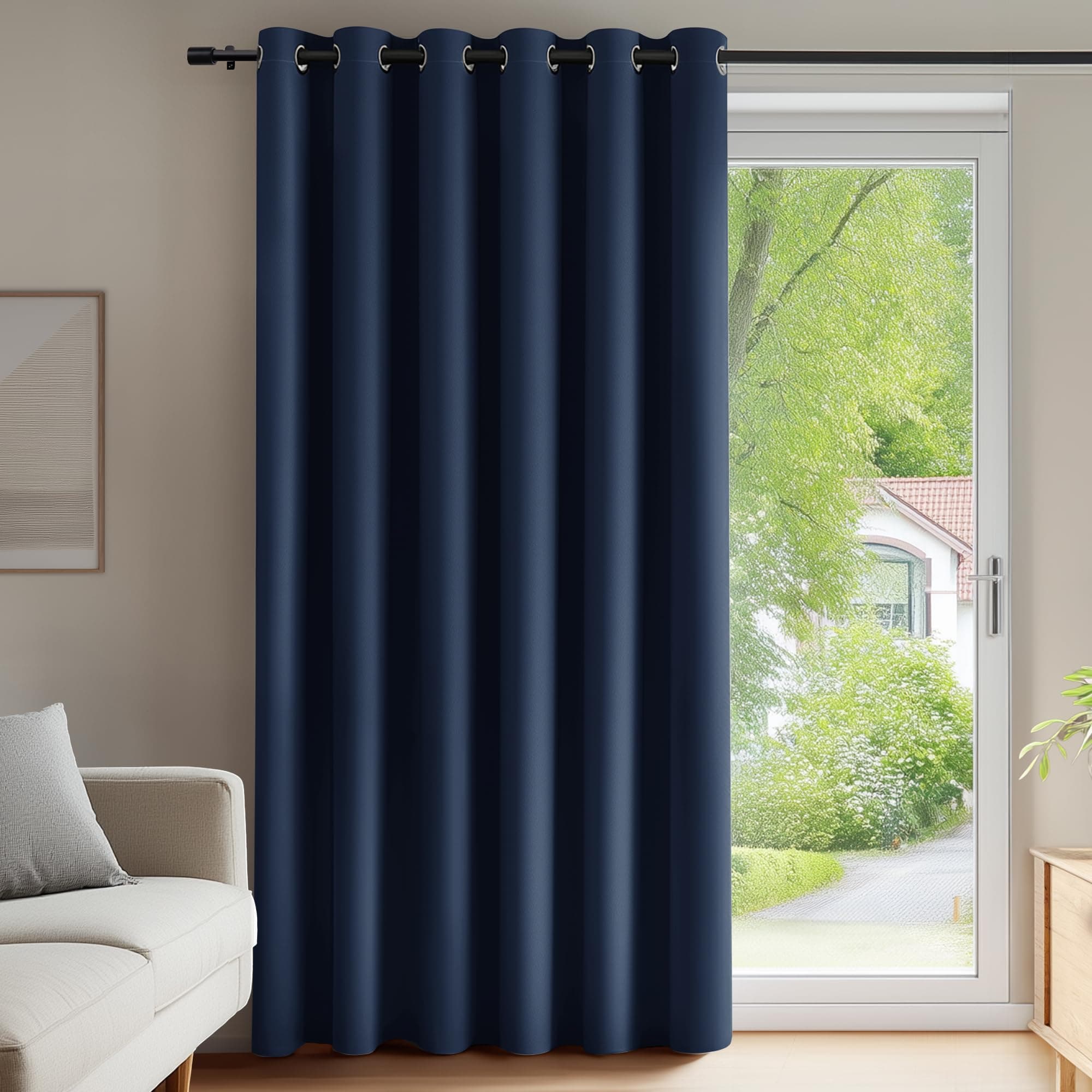 Deconovo Rideaux Occultants Isolant Thermique Anti Froid, 200L X 210H cm, Rideaux pour Salon et Chambre, Design Moderne à Oeillets, Bleu Marine, 1 Pièce