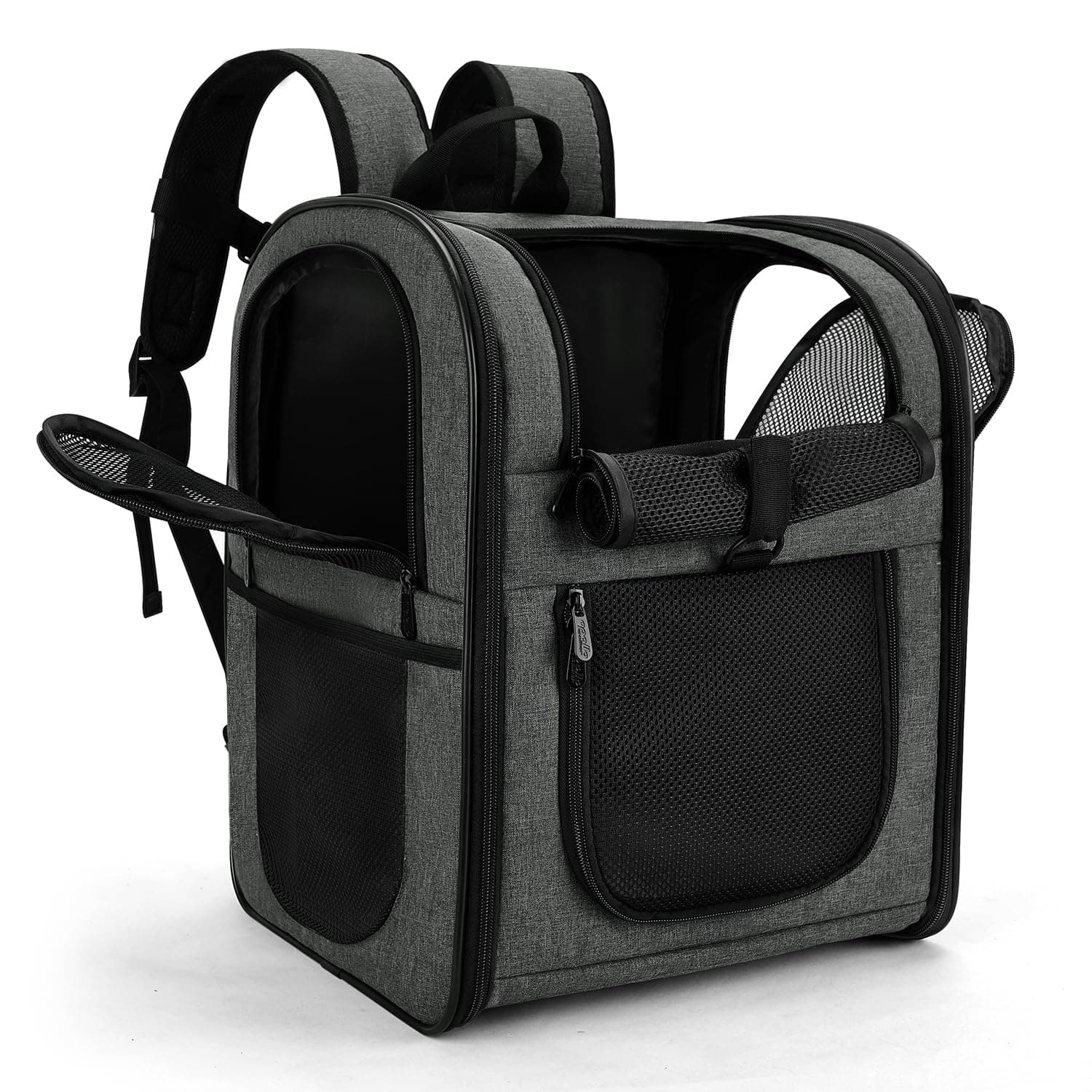 APOLLO WALKER Mochilas para Gatos y Mochilas Perros, para Mascotas Gato Pequeñas (Capacidad de Carga: 5-12 kg, 32 L x 30 W x 42 H),Transportin Gato,Ideal Senderismo Viajes al Aire Libre(Gris)