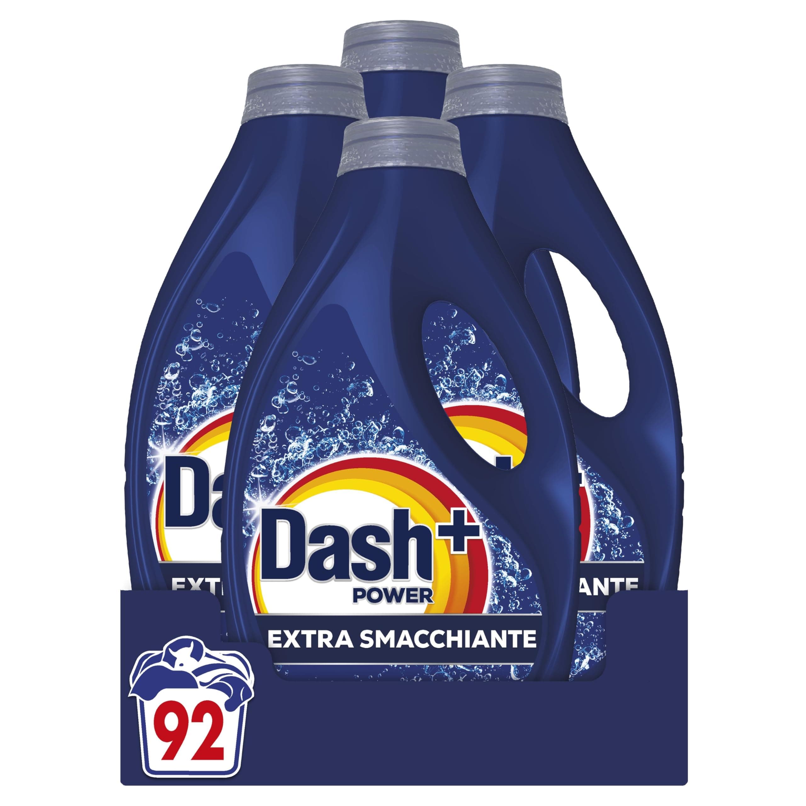 Dash Power Detersivo Liquido Lavatrice, 92 Lavaggi (4x23), Extra Smacchiante, Rimuove anche le macchie secche da 7 giorni, per una pulizia impeccabile