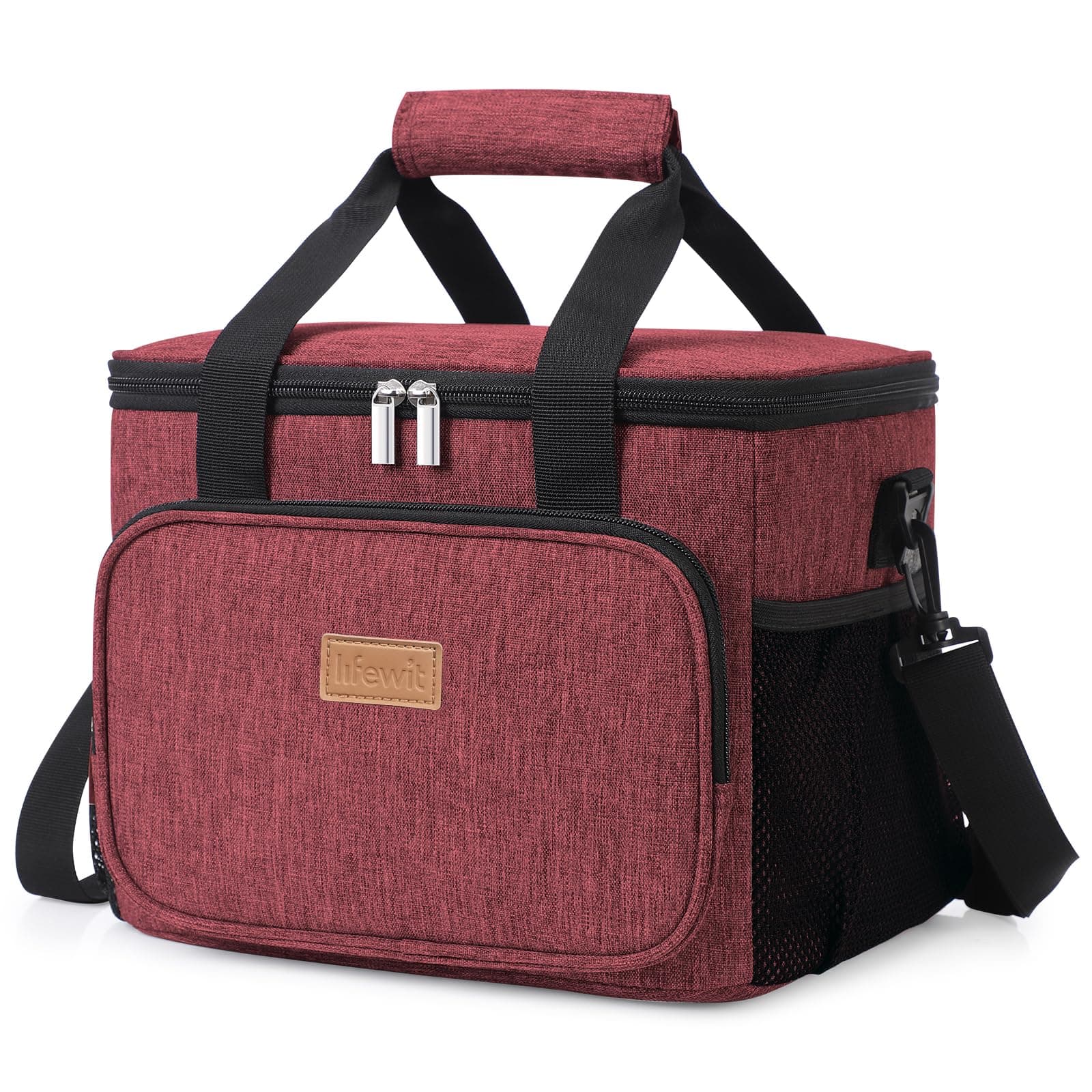 Lifewit Sac Isotherme Repas 15L(24 Canette), Lunch Box Isothermes Femme et Homme, Glaciere Souple Trousse Isotherm pour Cuisine, Travail, Pique Nique, Plage, Bordeaux