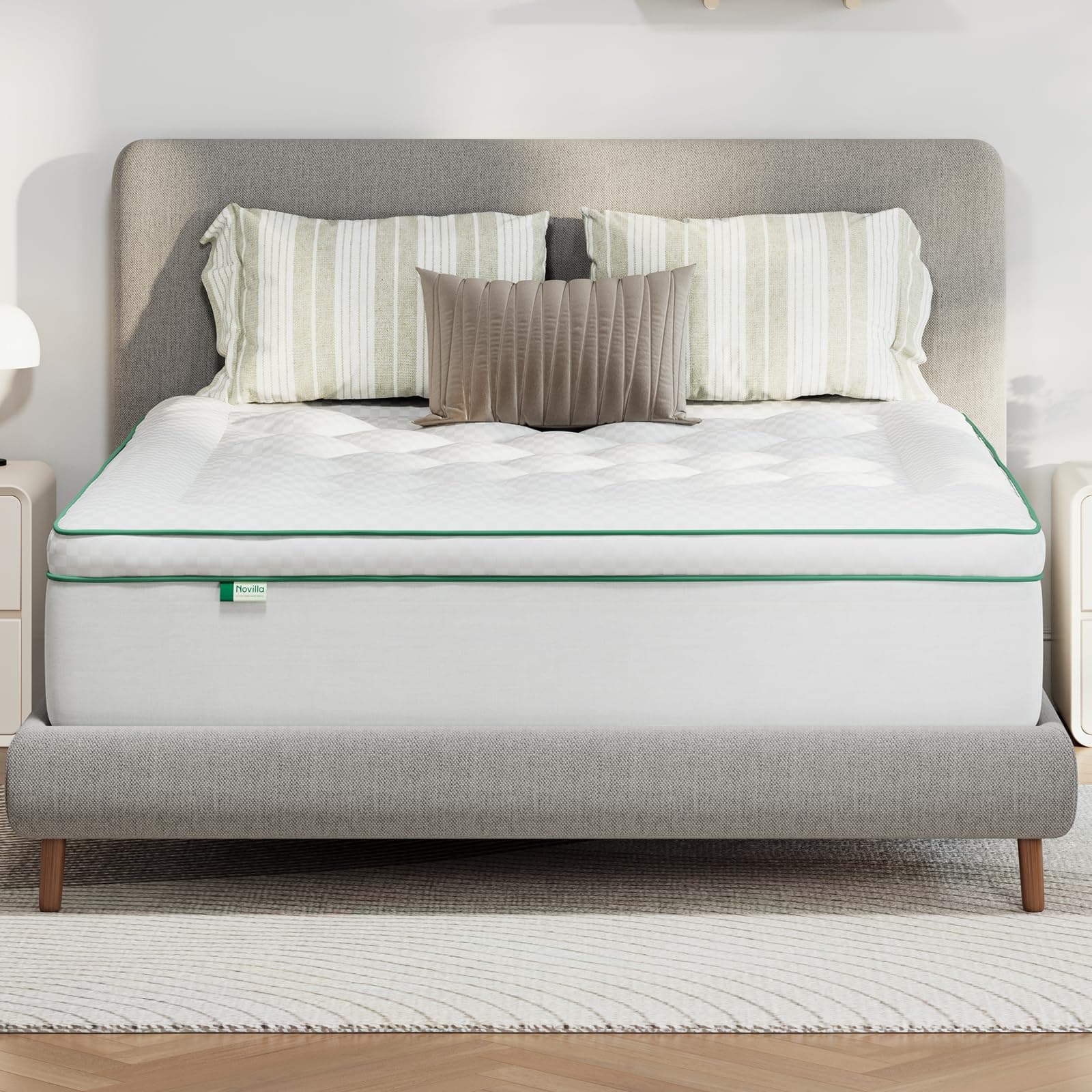 Novilla Topper Materasso Matrimoniale 160x190 cm, Sovramaterasso Imbottito 5cm Effetto Piuma, Morbido in Microfibra, Traspirante e Lavabile