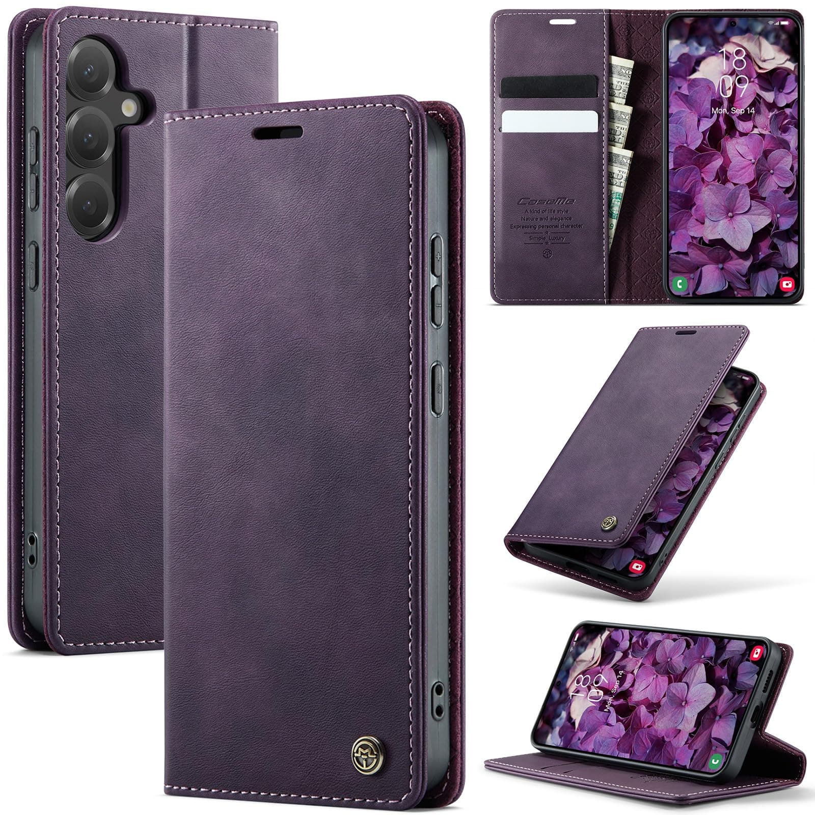 Lonjanfon Coque Samsung Galaxy S24 Plus 5G, Housse Cuir PU Premium [RFID Blocage][Porte Cartes][Stand Fonction][Antichoc] Magnétique Flip Étui pour Samsung Galaxy S24 Plus,Violet