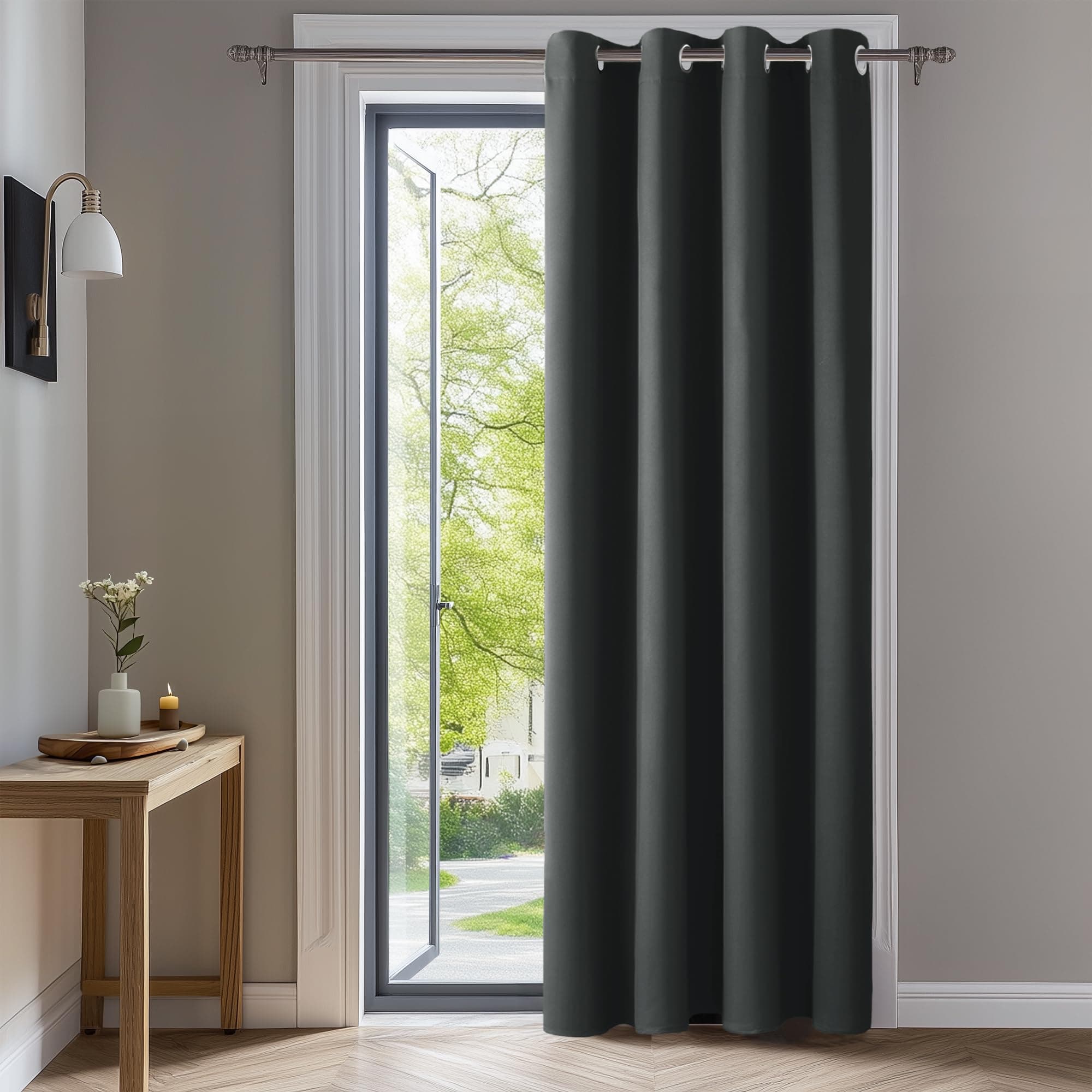 Deconovo Rideaux Occultants Isolant Thermique Anti Froid, 140L X 220H cm, Rideaux pour Salon et Chambre, Design Moderne à Oeillets, Gris Foncé, 1 Pièce