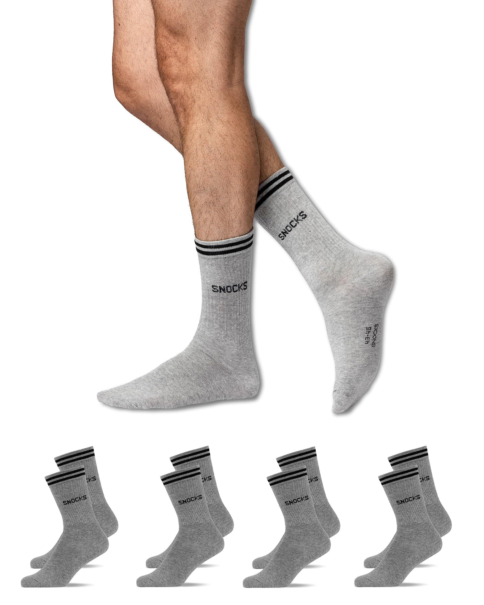 Snocks Retro Socken aus Bio Baumwolle 4 Paar - Lifestyle Socken im Streifen Design - Lange Tennissocken für Damen & Herren - Hohe Sportsocken - Gr. 35-50
