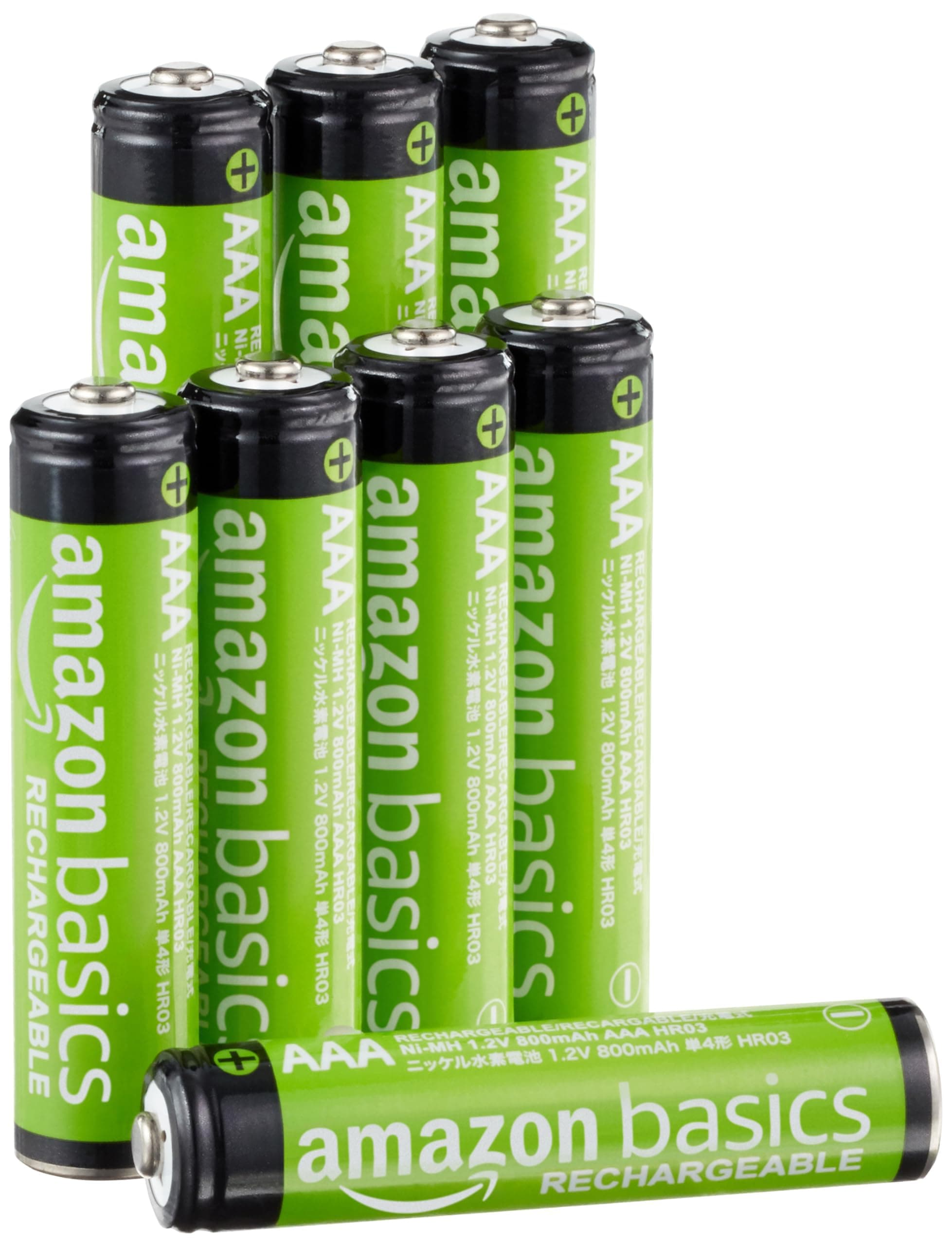 Amazon Basics confezione da 8 batterie AAA NiMH Performance ricaricabili, 800 mAh, 1,2 V, ricaricabili fino a 1000 volte, precaricate