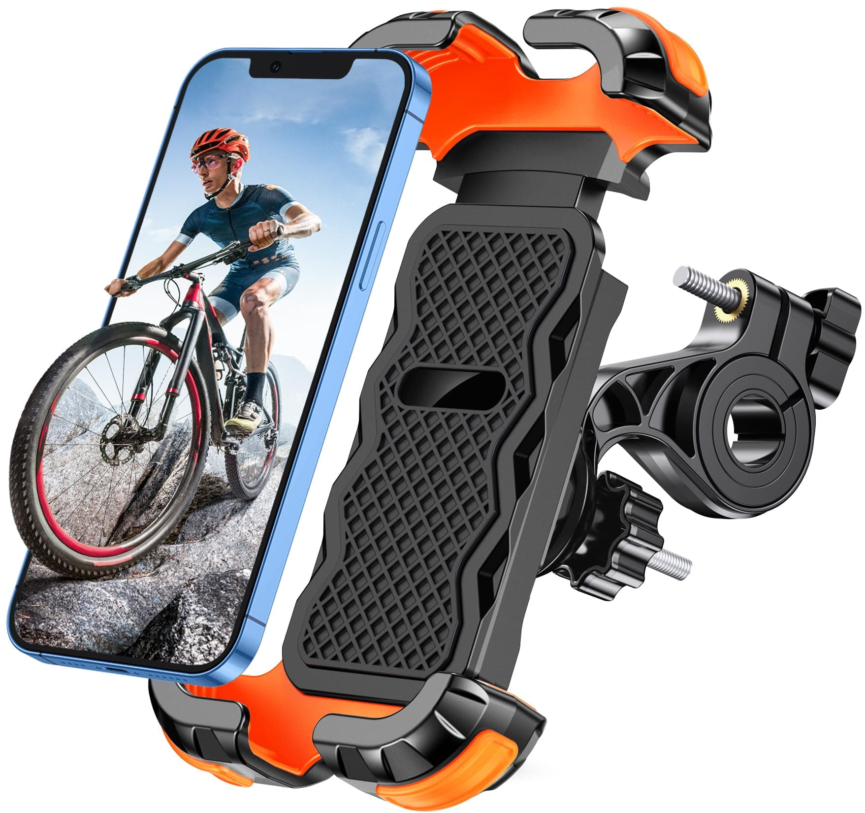 Glangeh Support Telephone Velo [Verrouillage Sécurisé], Installation Rapide Anti-Chute Support Telephone Moto 360° Rotation, Compatible avec iPhone 17 Air/16 Plus, Autres Smartphones de 4.7"-6.8"