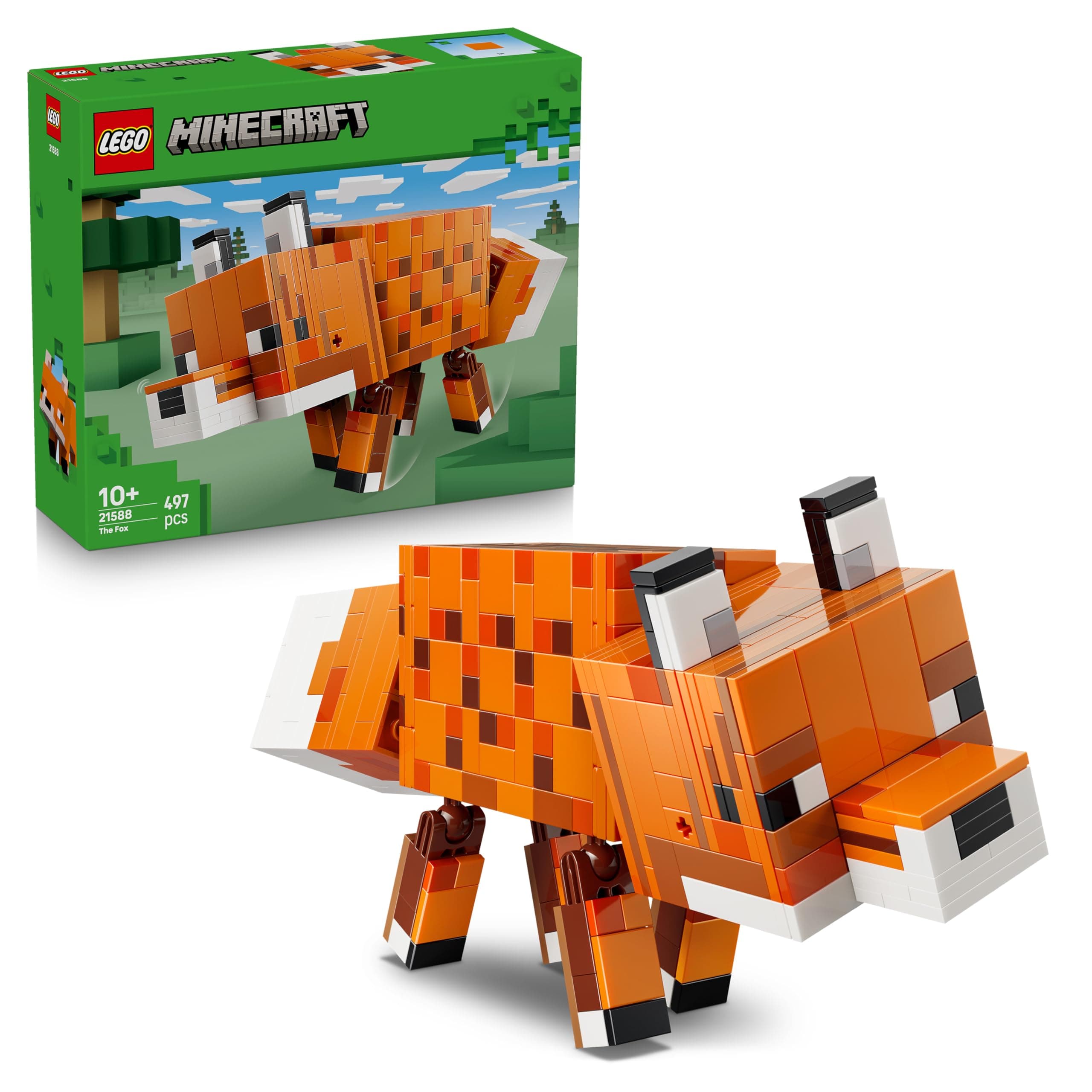 LEGO Minecraft El Zorro - Figura Articulada de Animal de Juguete - Maqueta 3D con Accesorios - Decoración para el Dormitorio - Regalo Gamer de Cumpleaños para Niños y Niñas de 10+ Años - 21588